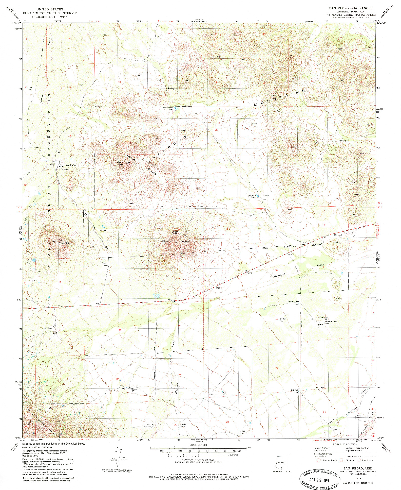 USGS 1:24000-SCALE QUADRANGLE FOR SAN PEDRO, AZ 1979