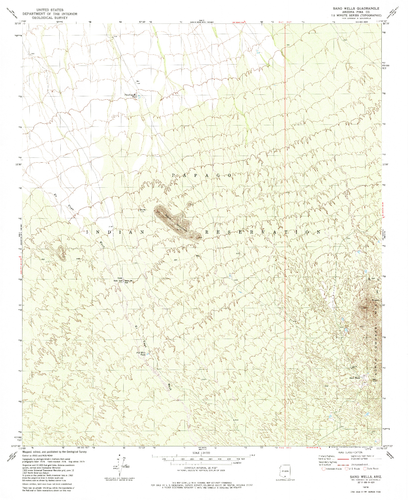 USGS 1:24000-SCALE QUADRANGLE FOR SAND WELLS, AZ 1979