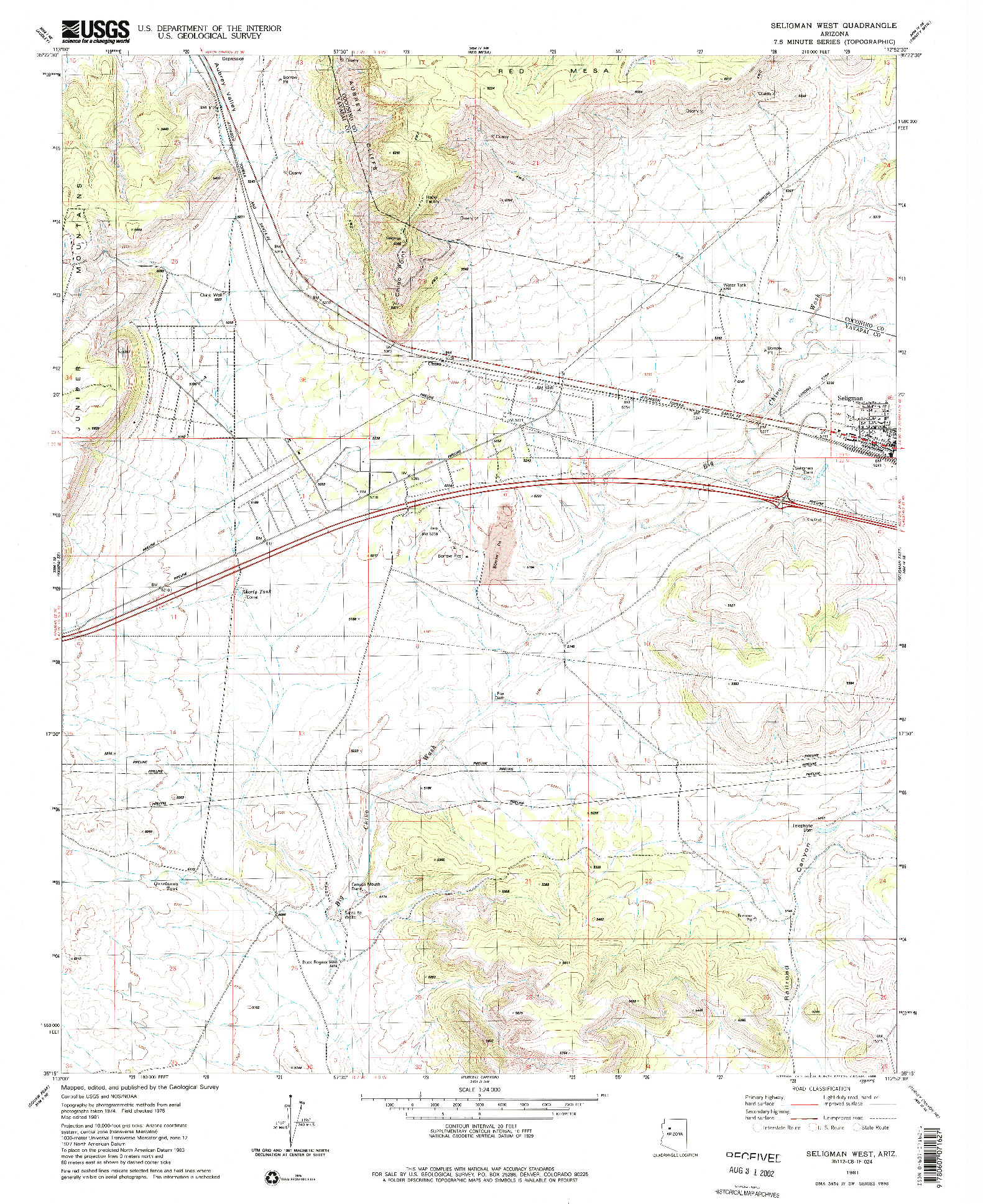 USGS 1:24000-SCALE QUADRANGLE FOR SELIGMAN WEST, AZ 1981