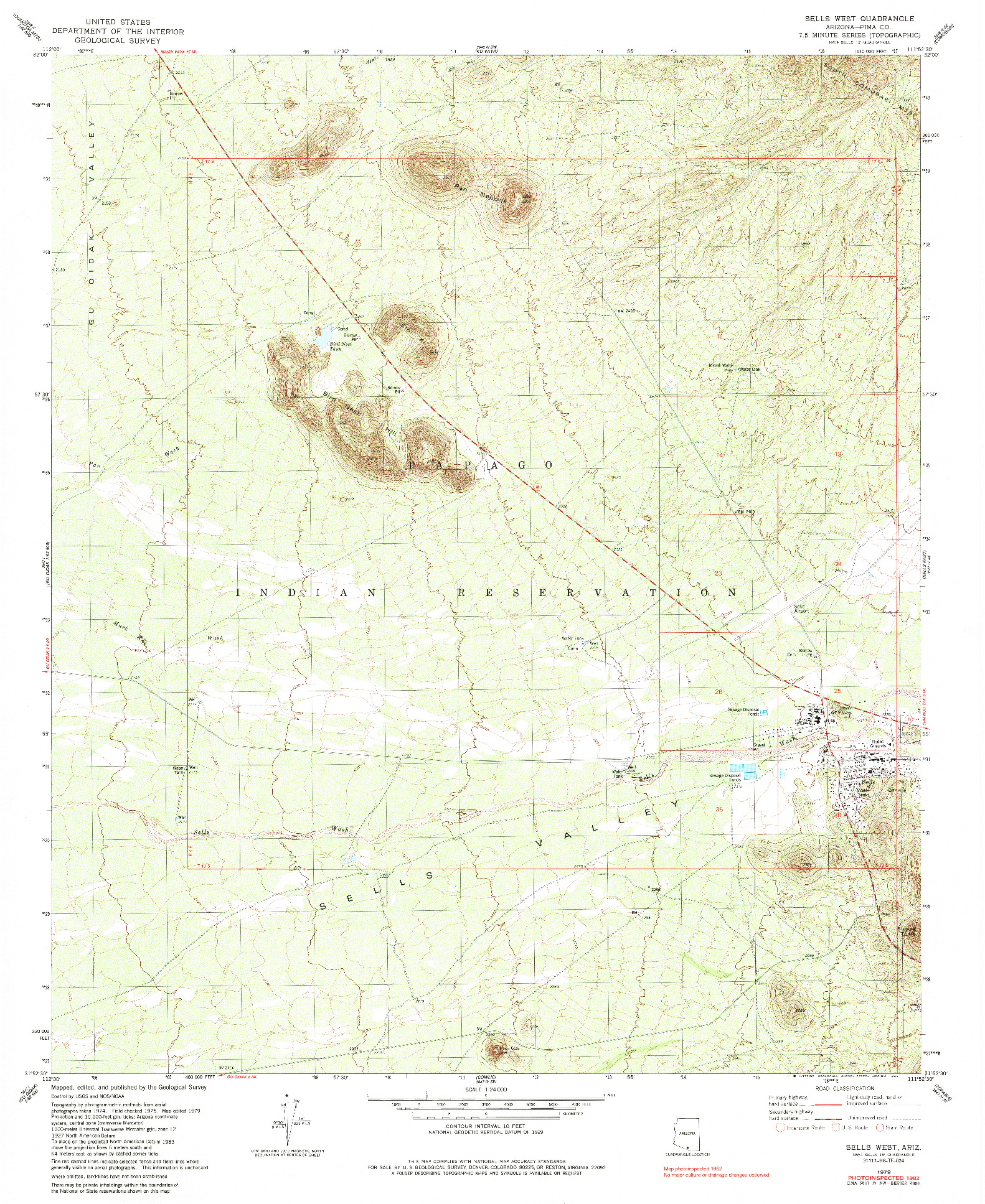 USGS 1:24000-SCALE QUADRANGLE FOR SELLS WEST, AZ 1979