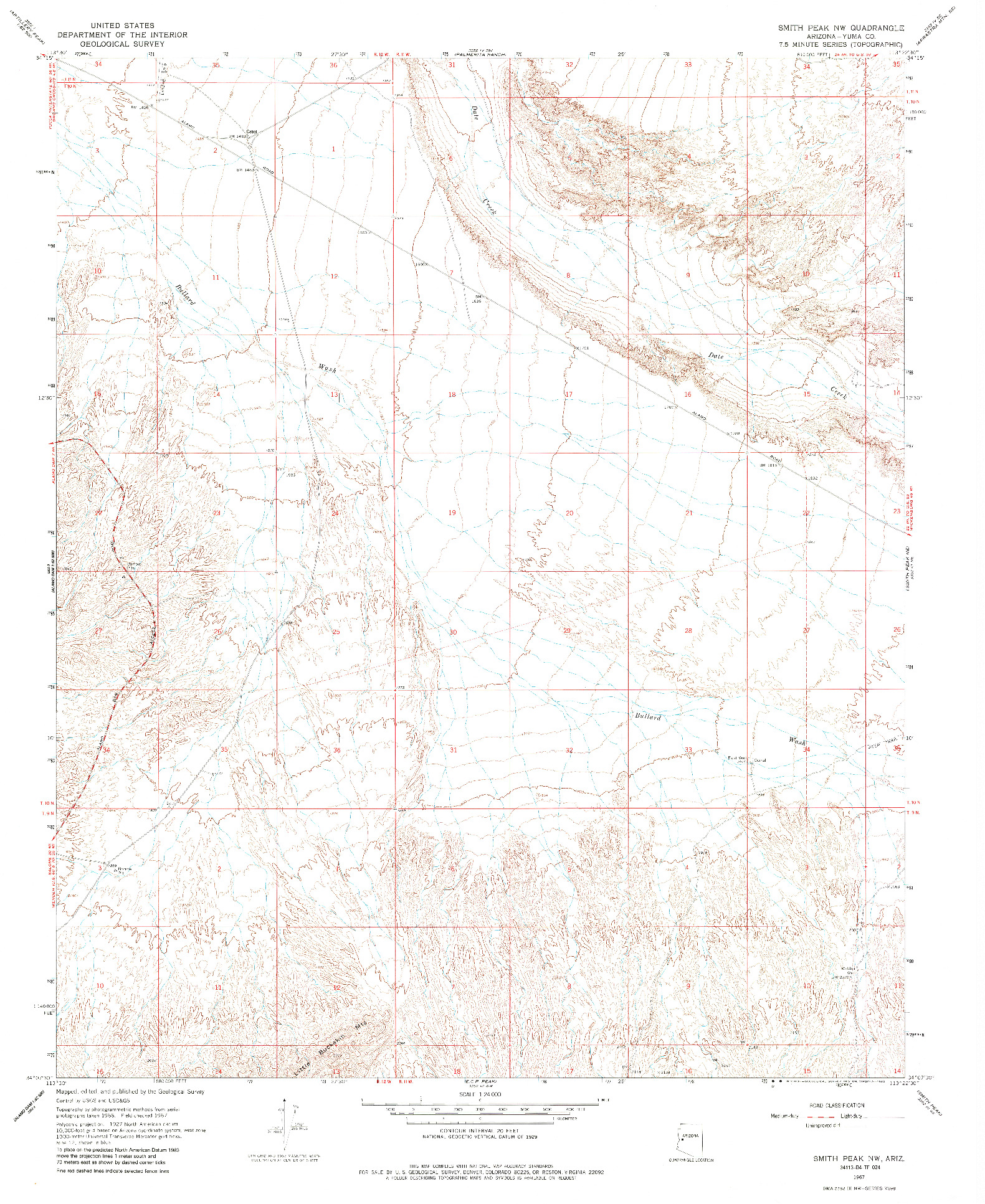 USGS 1:24000-SCALE QUADRANGLE FOR SMITH PEAK NW, AZ 1967