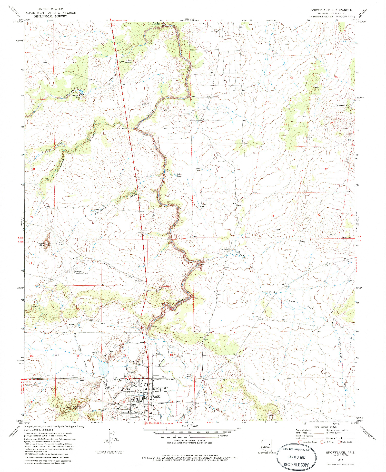 USGS 1:24000-SCALE QUADRANGLE FOR SNOWFLAKE, AZ 1970