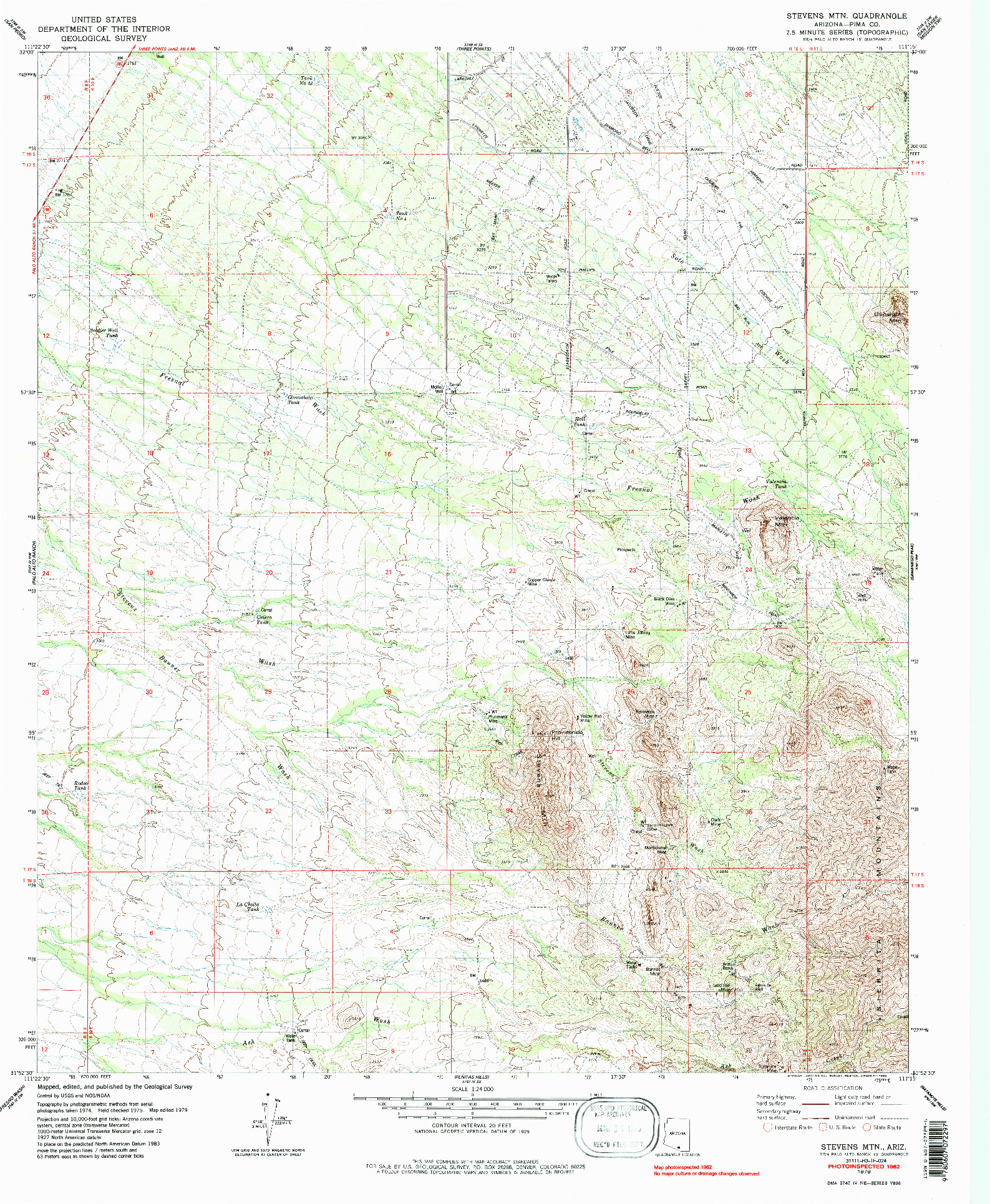 USGS 1:24000-SCALE QUADRANGLE FOR STEVENS MTN., AZ 1979