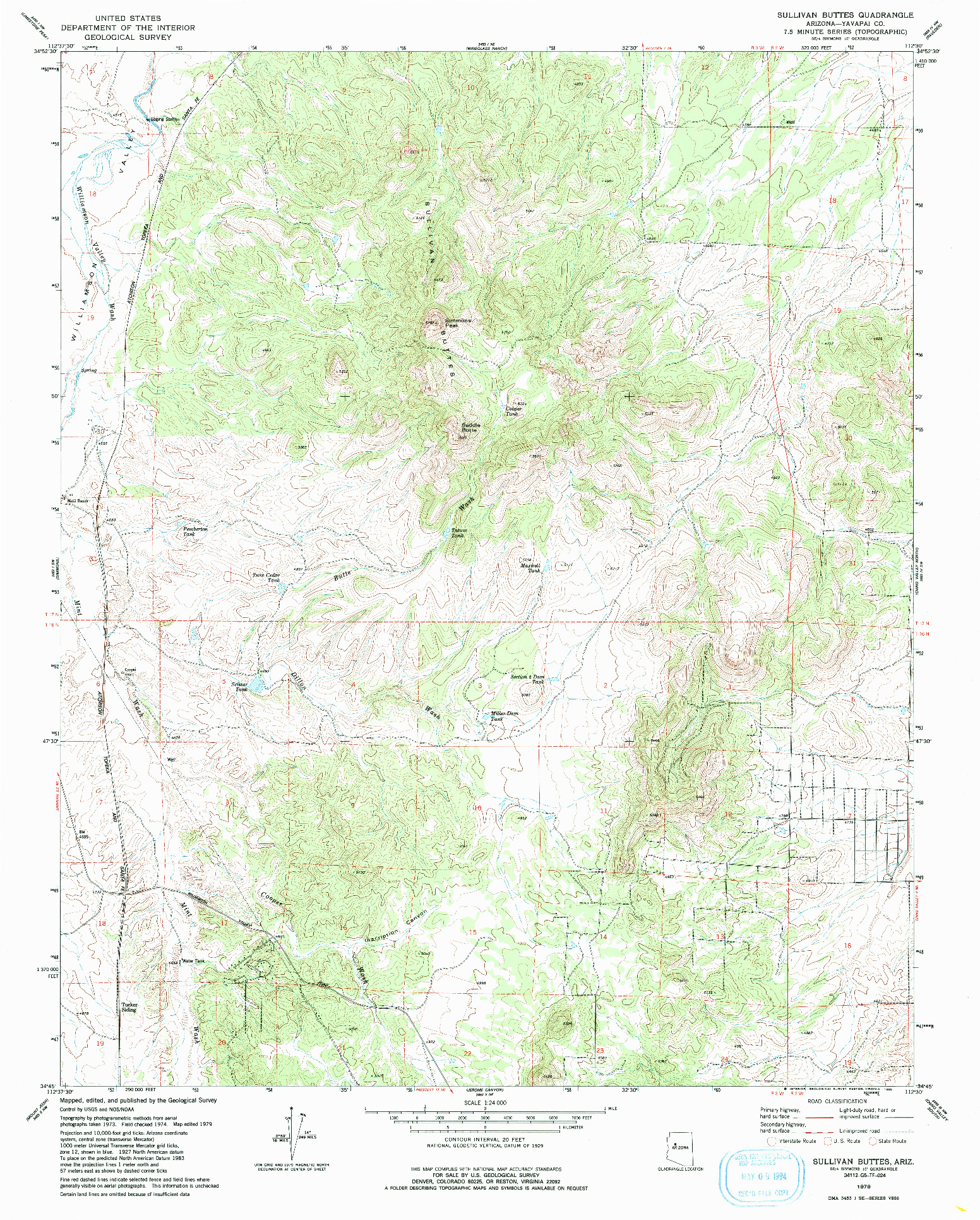 USGS 1:24000-SCALE QUADRANGLE FOR SULLIVAN BUTTES, AZ 1979