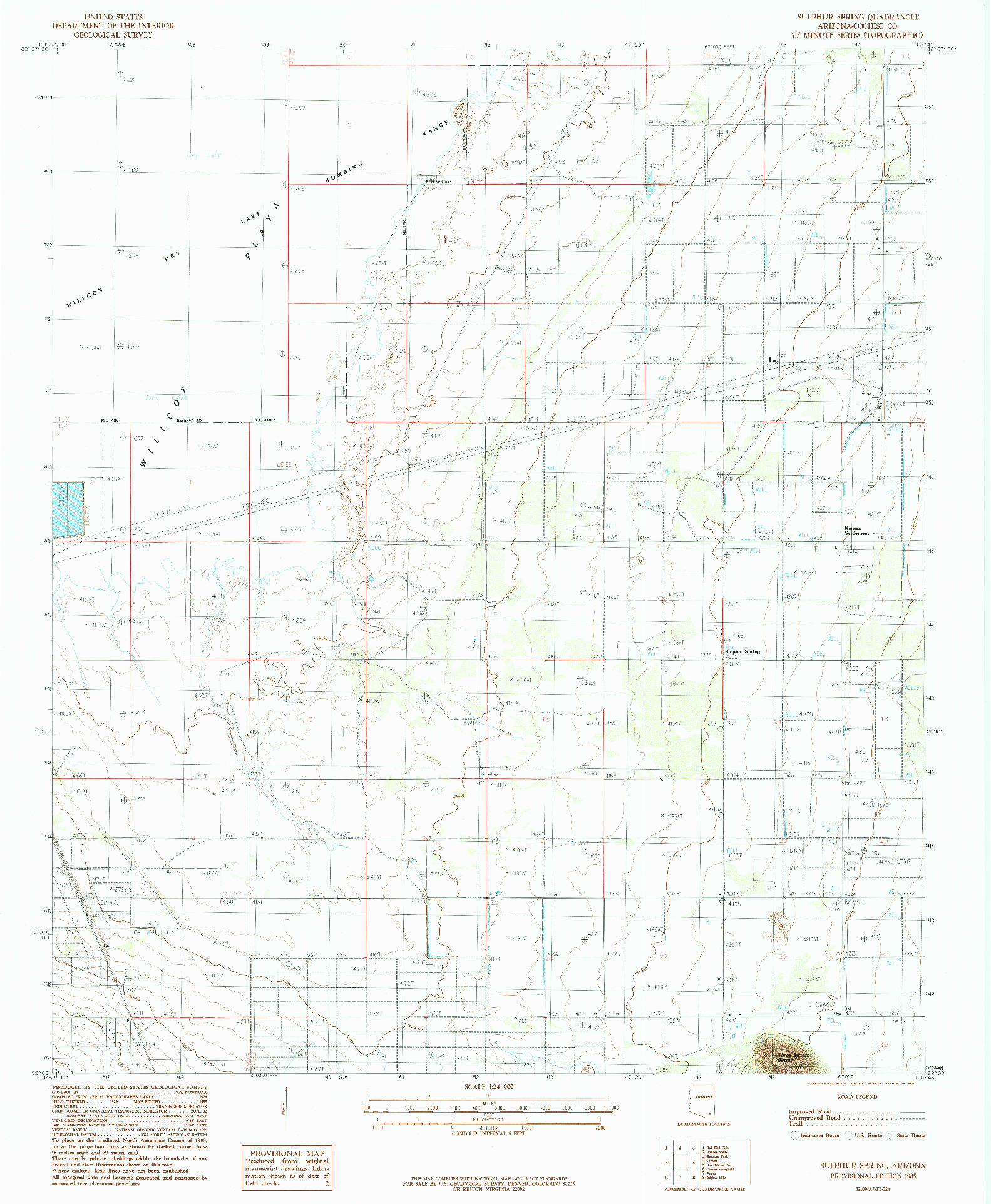 USGS 1:24000-SCALE QUADRANGLE FOR SULPHUR SPRING, AZ 1985