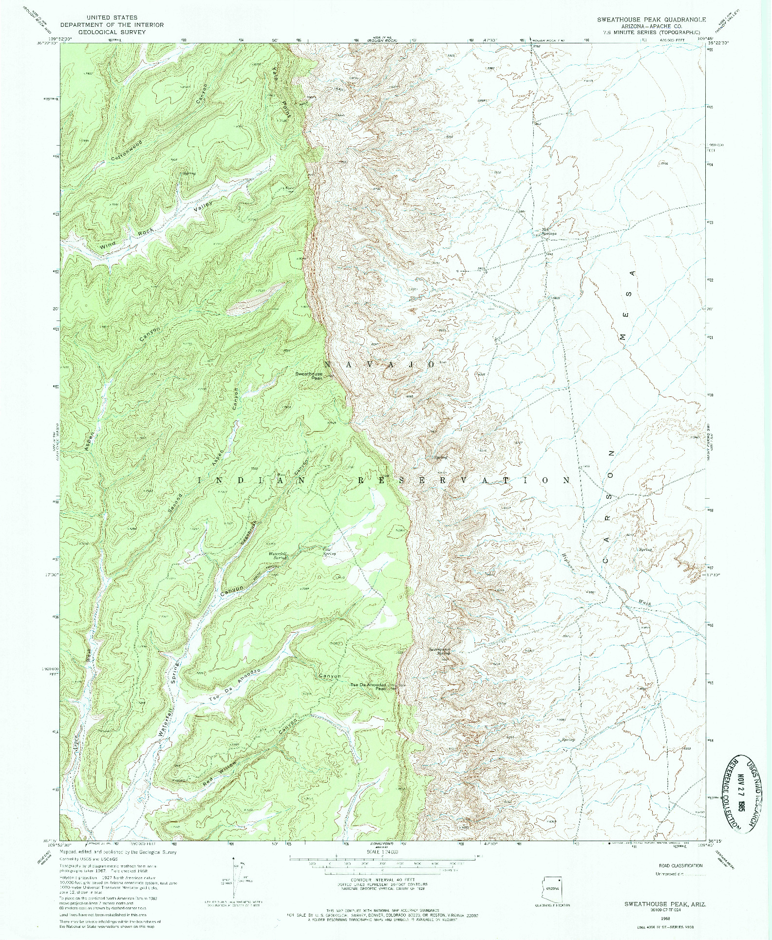 USGS 1:24000-SCALE QUADRANGLE FOR SWEATHOUSE PEAK, AZ 1968