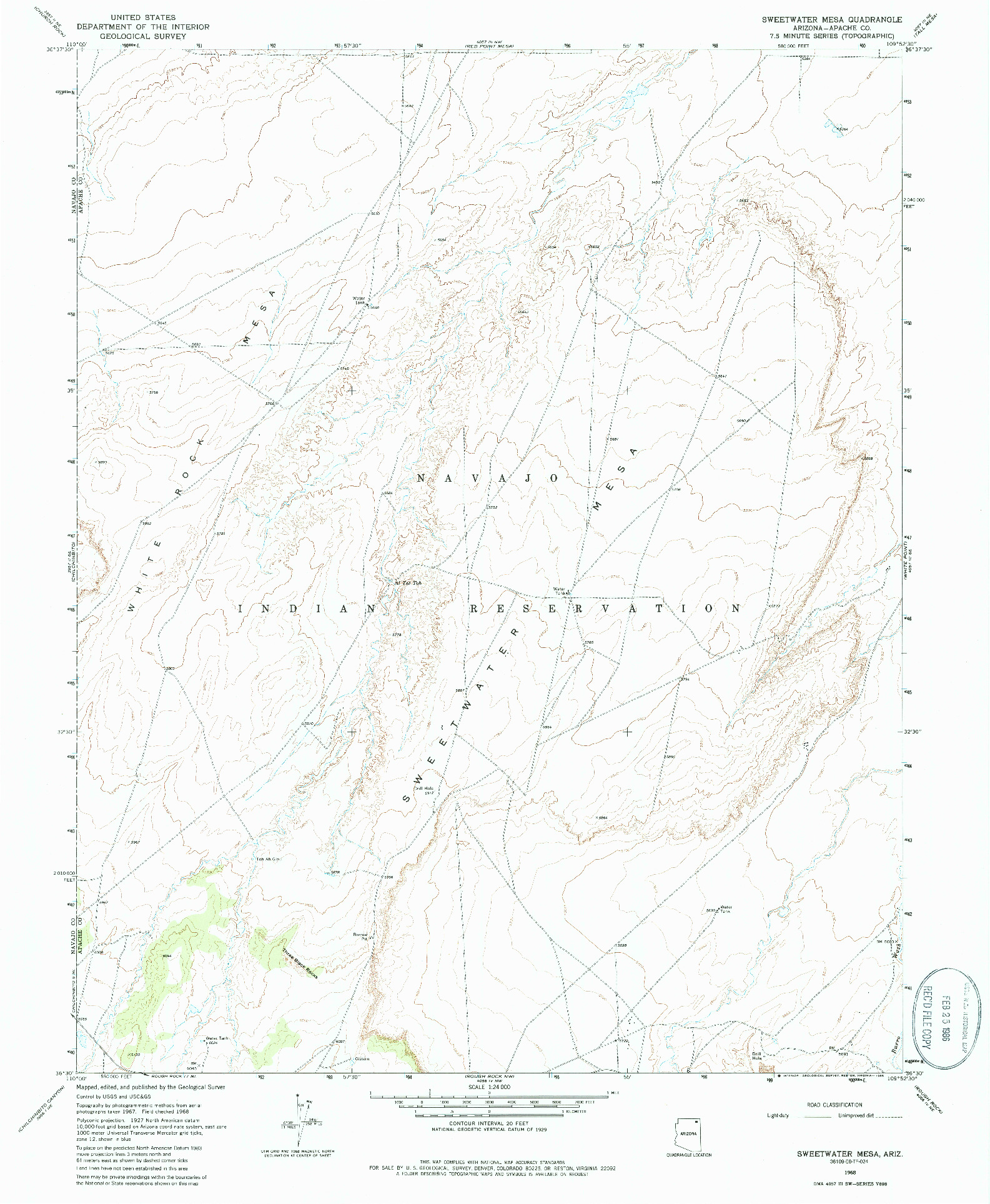 USGS 1:24000-SCALE QUADRANGLE FOR SWEETWATER MESA, AZ 1968