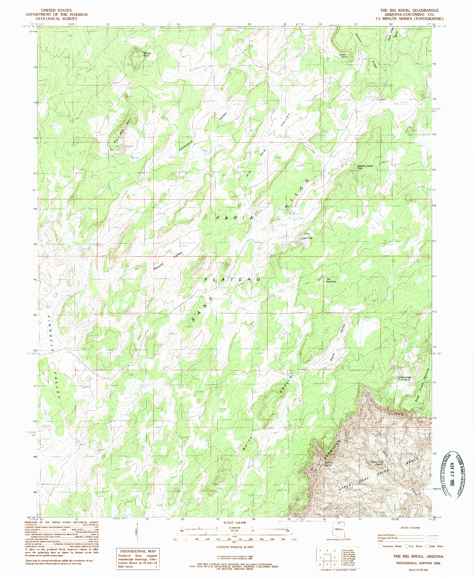 USGS 1:24000-SCALE QUADRANGLE FOR THE BIG KNOLL, AZ 1985