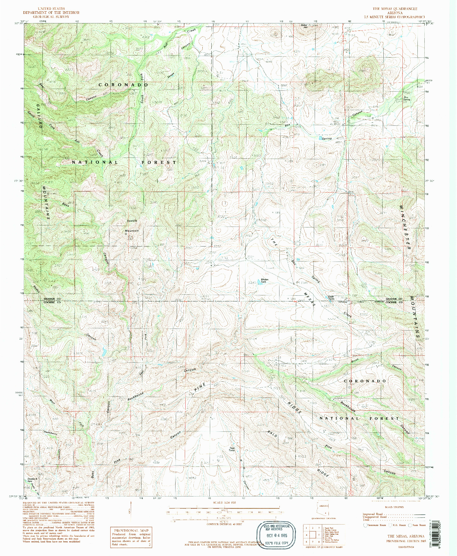 USGS 1:24000-SCALE QUADRANGLE FOR THE MESAS, AZ 1985