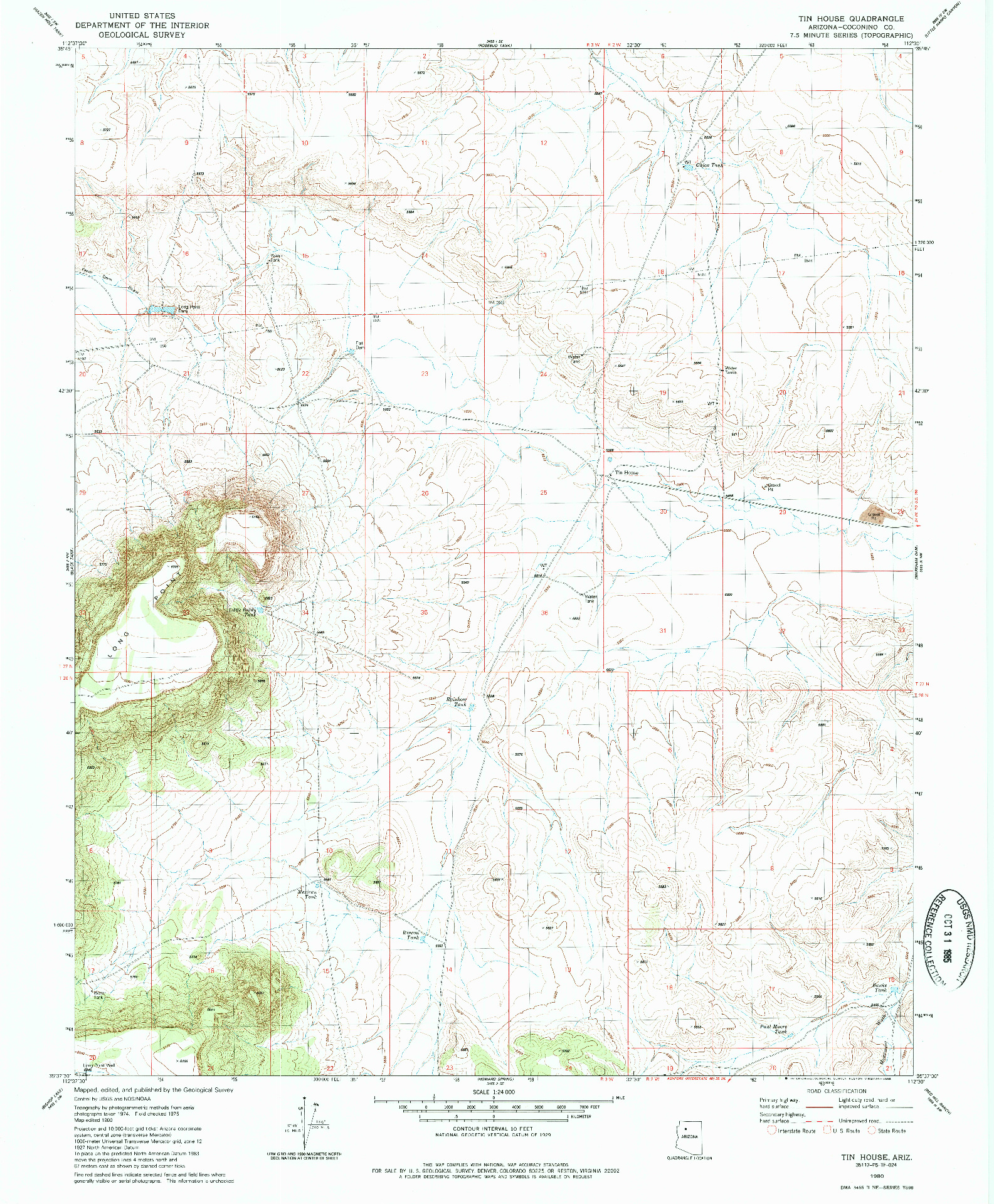 USGS 1:24000-SCALE QUADRANGLE FOR TIN HOUSE, AZ 1980