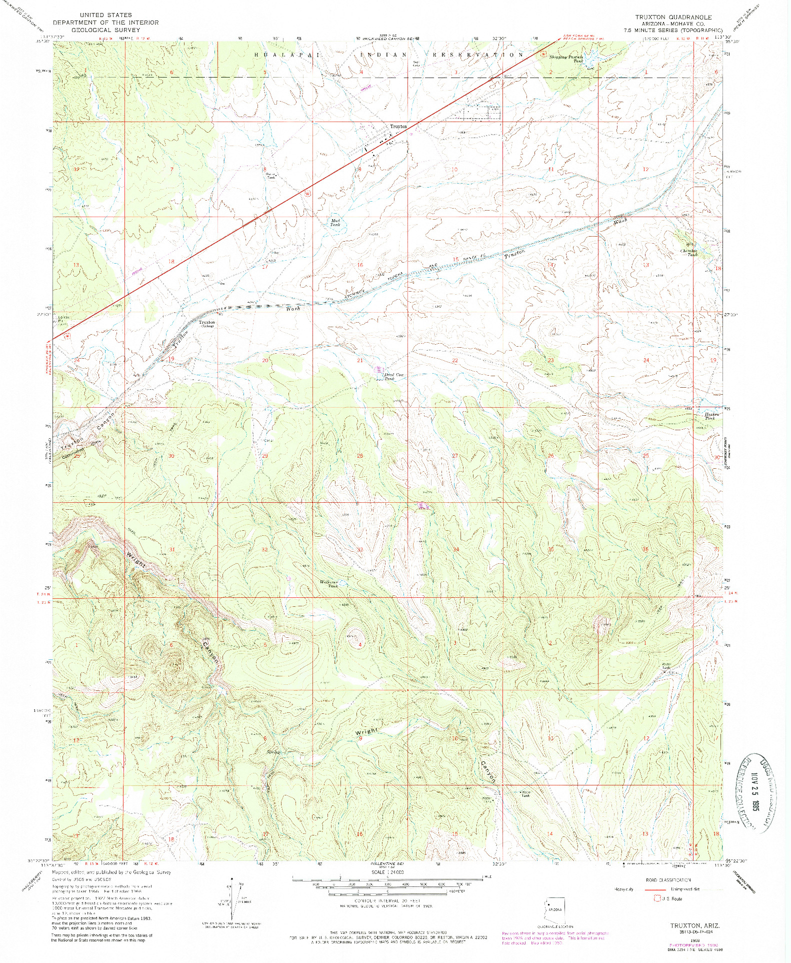 USGS 1:24000-SCALE QUADRANGLE FOR TRUXTON, AZ 1968