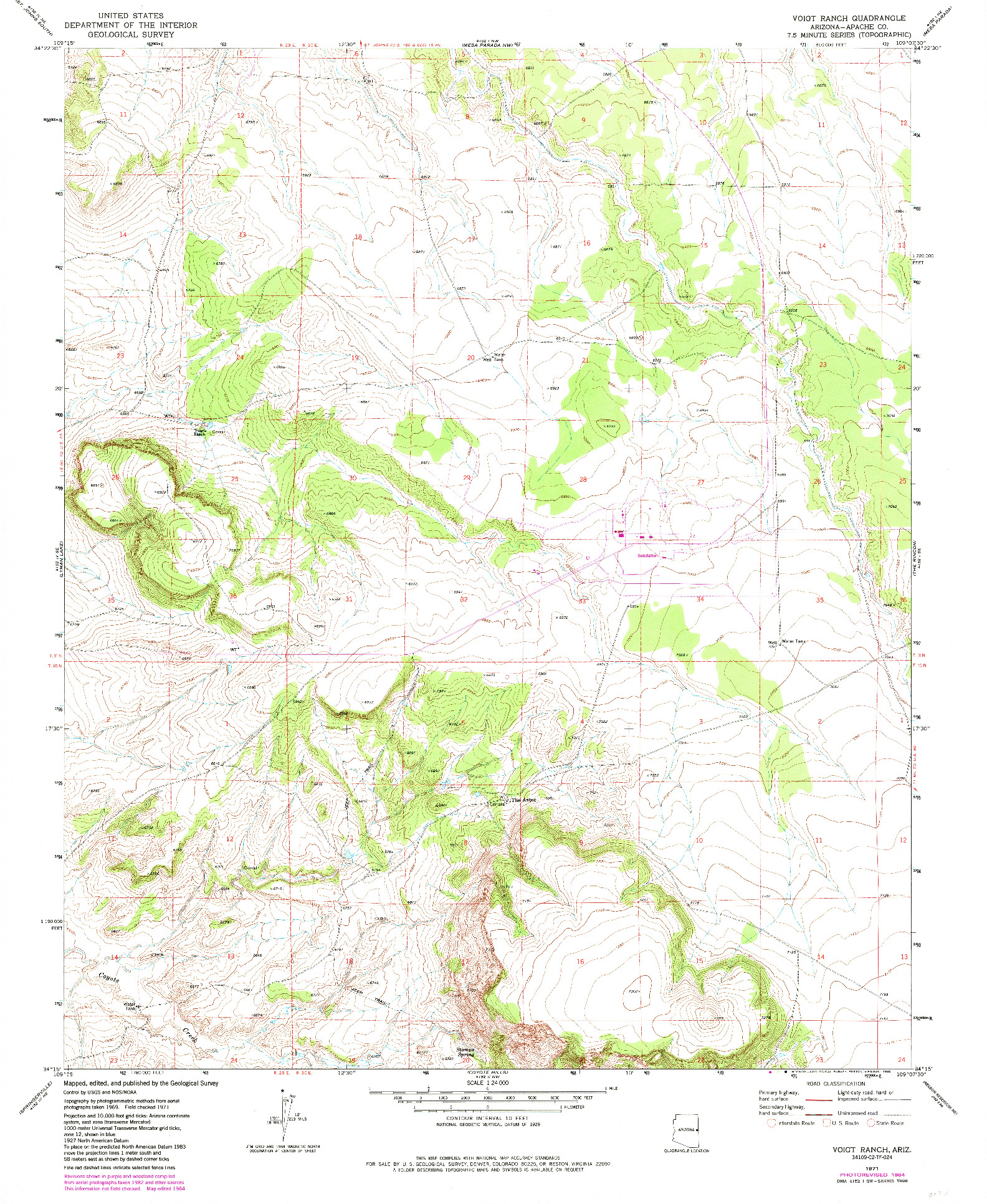 USGS 1:24000-SCALE QUADRANGLE FOR VOIGT RANCH, AZ 1971