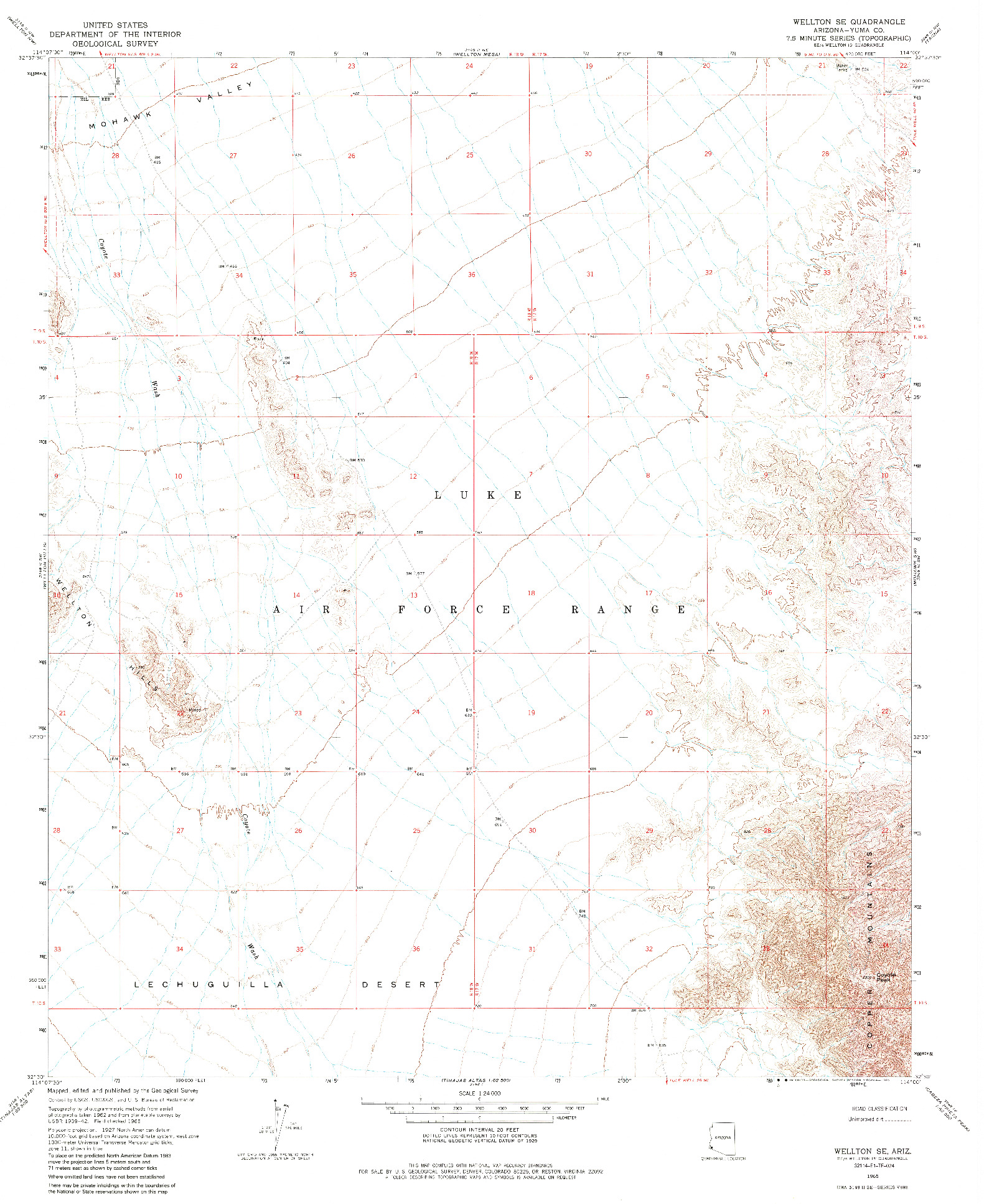 USGS 1:24000-SCALE QUADRANGLE FOR WELLTON SE, AZ 1965