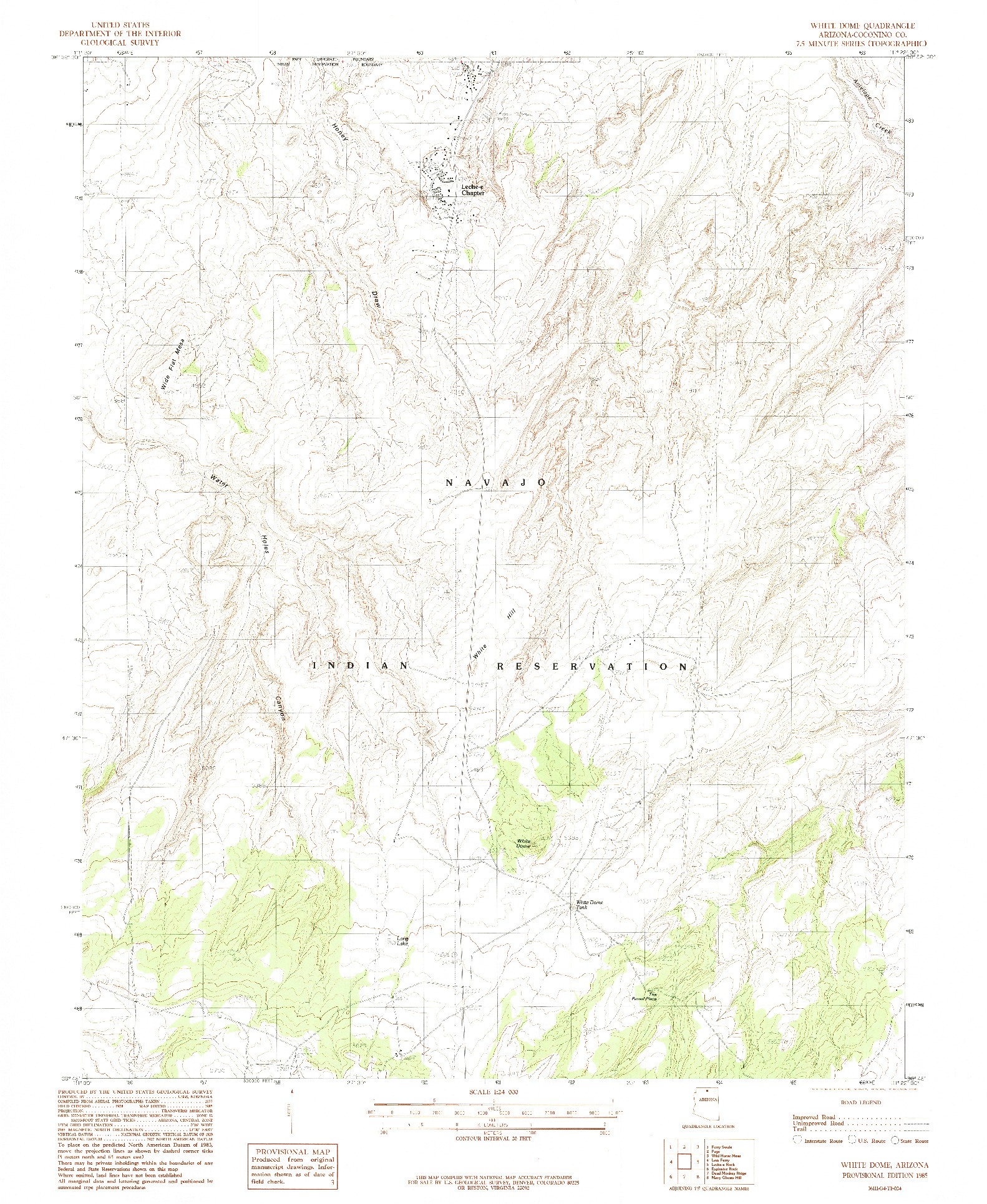 USGS 1:24000-SCALE QUADRANGLE FOR WHITE DOME, AZ 1985