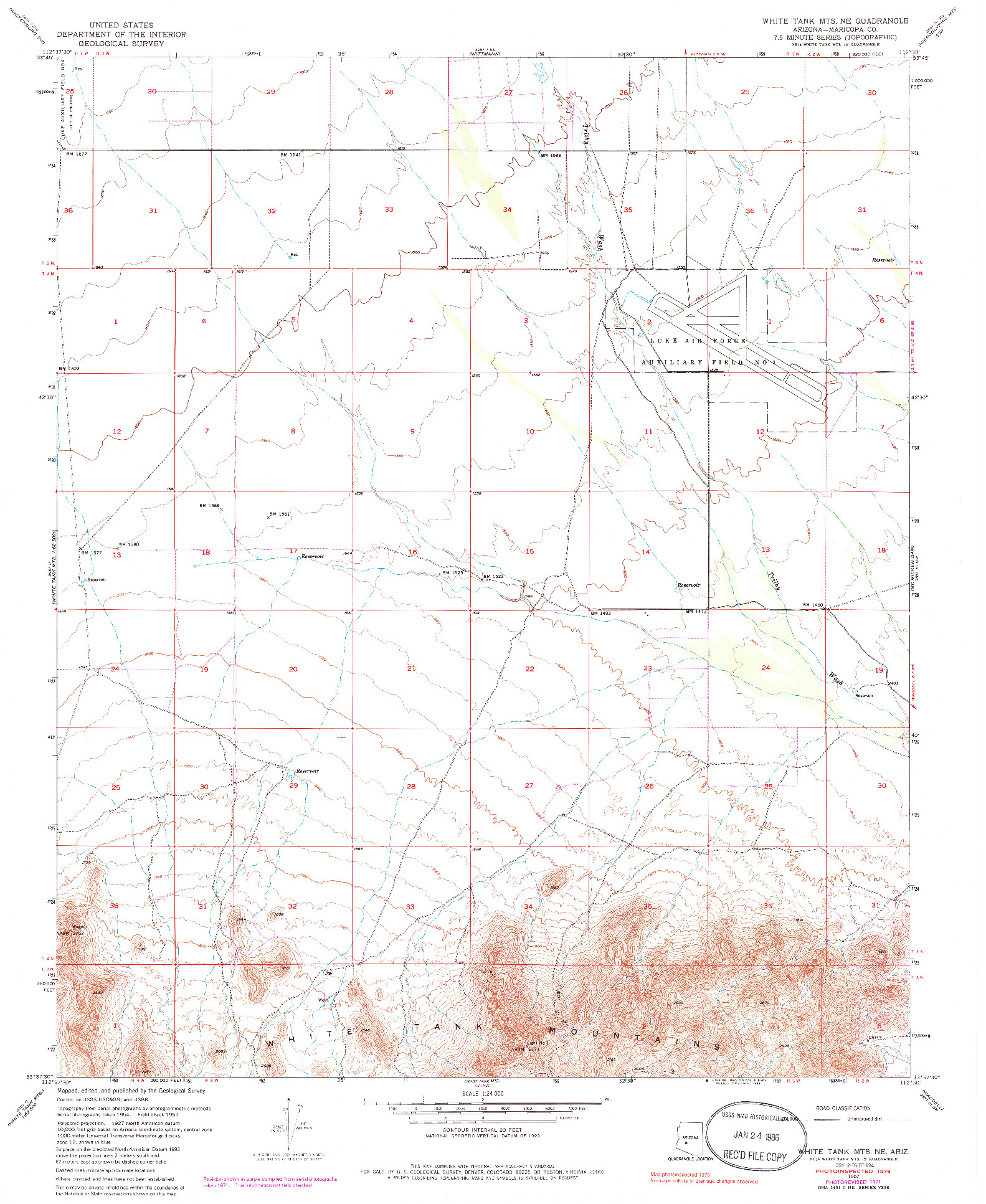 USGS 1:24000-SCALE QUADRANGLE FOR WHITE TANK MTS NE, AZ 1957