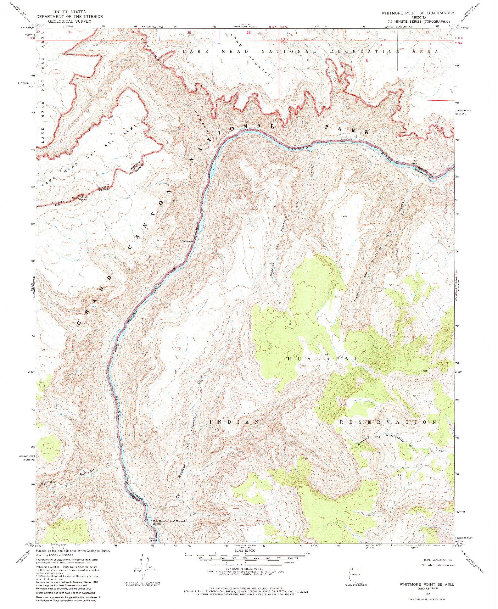 USGS 1:24000-SCALE QUADRANGLE FOR WHITMORE POINT SE, AZ 1967