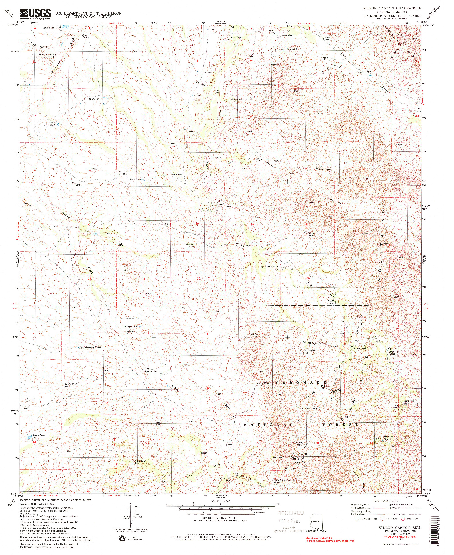 USGS 1:24000-SCALE QUADRANGLE FOR WILBUR CANYON, AZ 1980
