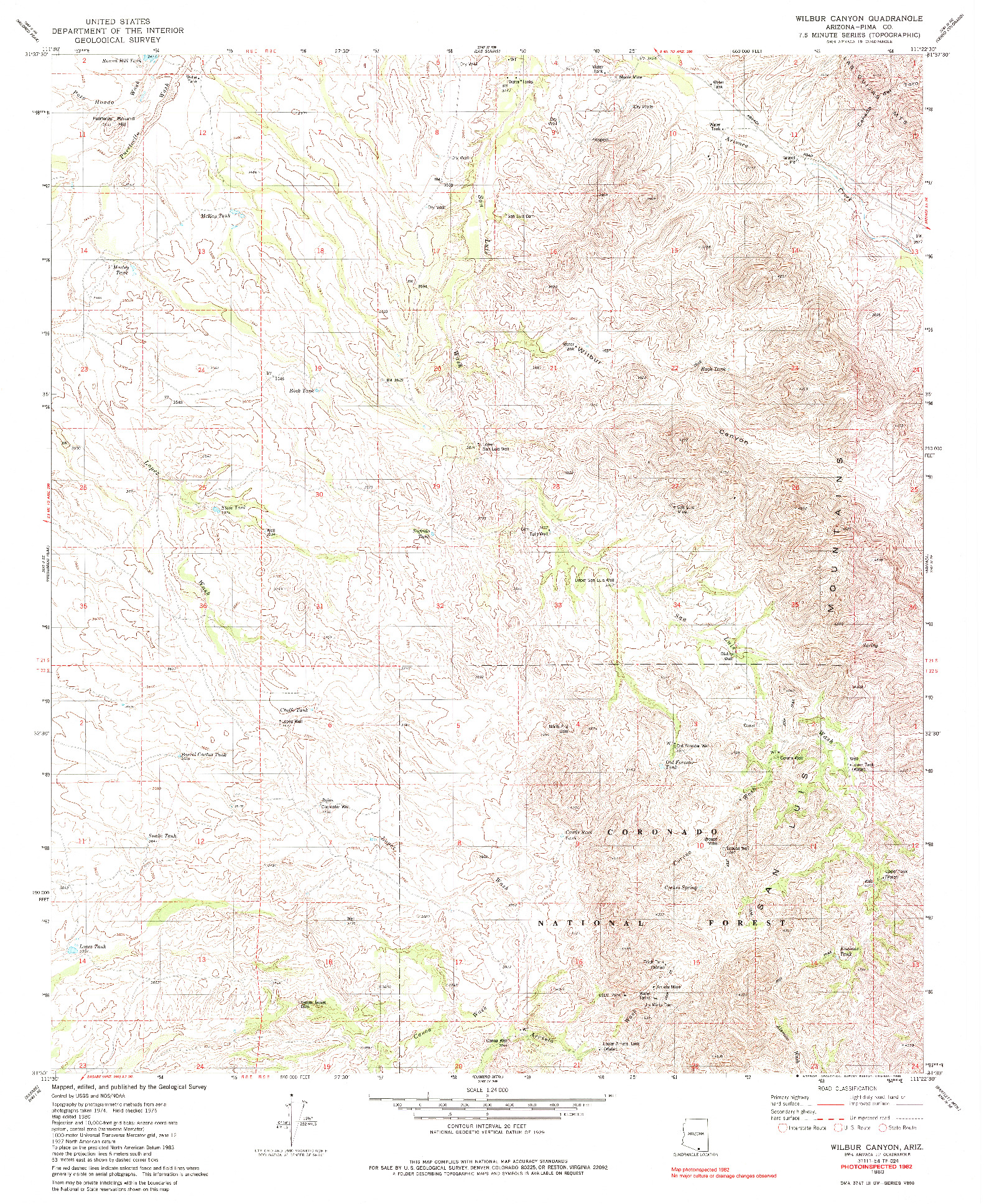 USGS 1:24000-SCALE QUADRANGLE FOR WILBUR CANYON, AZ 1980