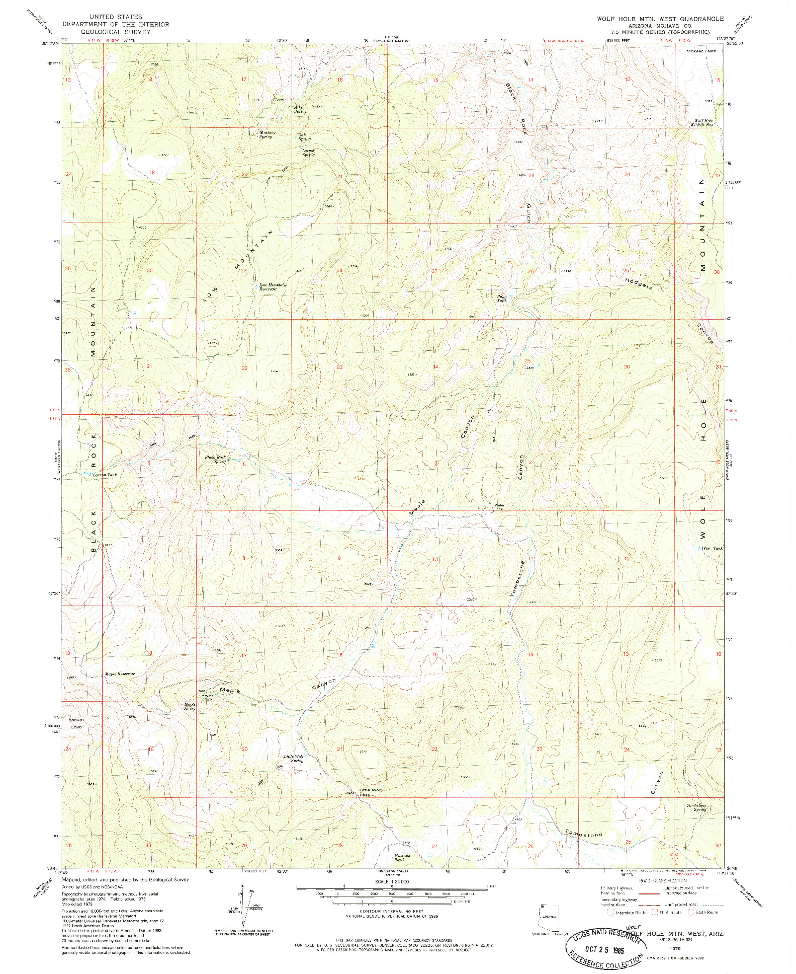 USGS 1:24000-SCALE QUADRANGLE FOR WOLF HOLE MTN WEST, AZ 1979