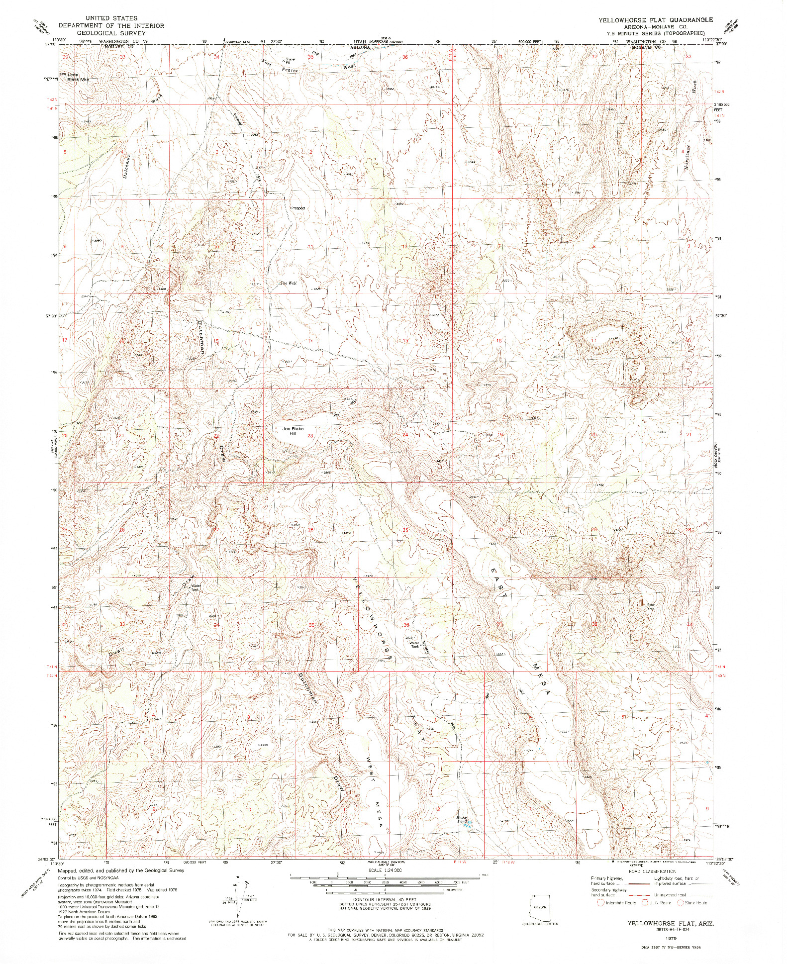 USGS 1:24000-SCALE QUADRANGLE FOR YELLOWHORSE FLAT, AZ 1979