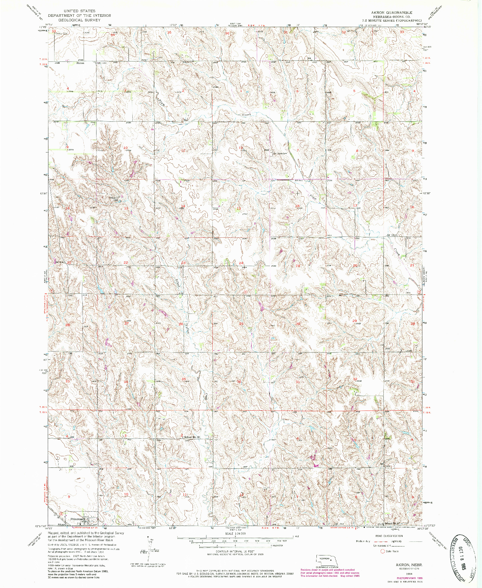 USGS 1:24000-SCALE QUADRANGLE FOR AKRON, NE 1954
