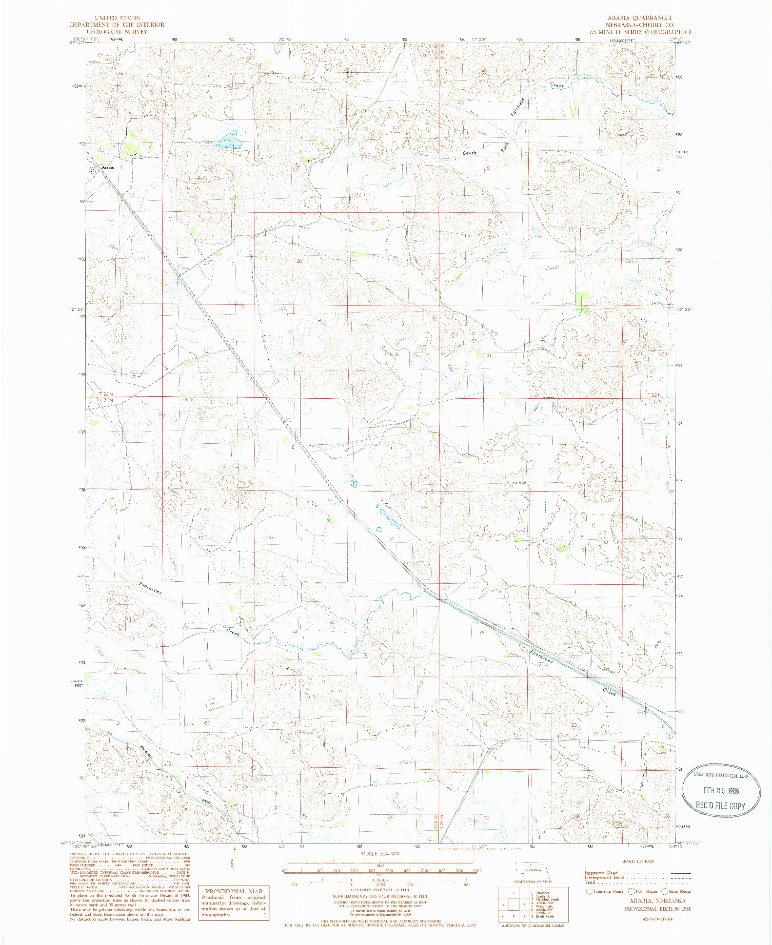 USGS 1:24000-SCALE QUADRANGLE FOR ARABIA, NE 1985