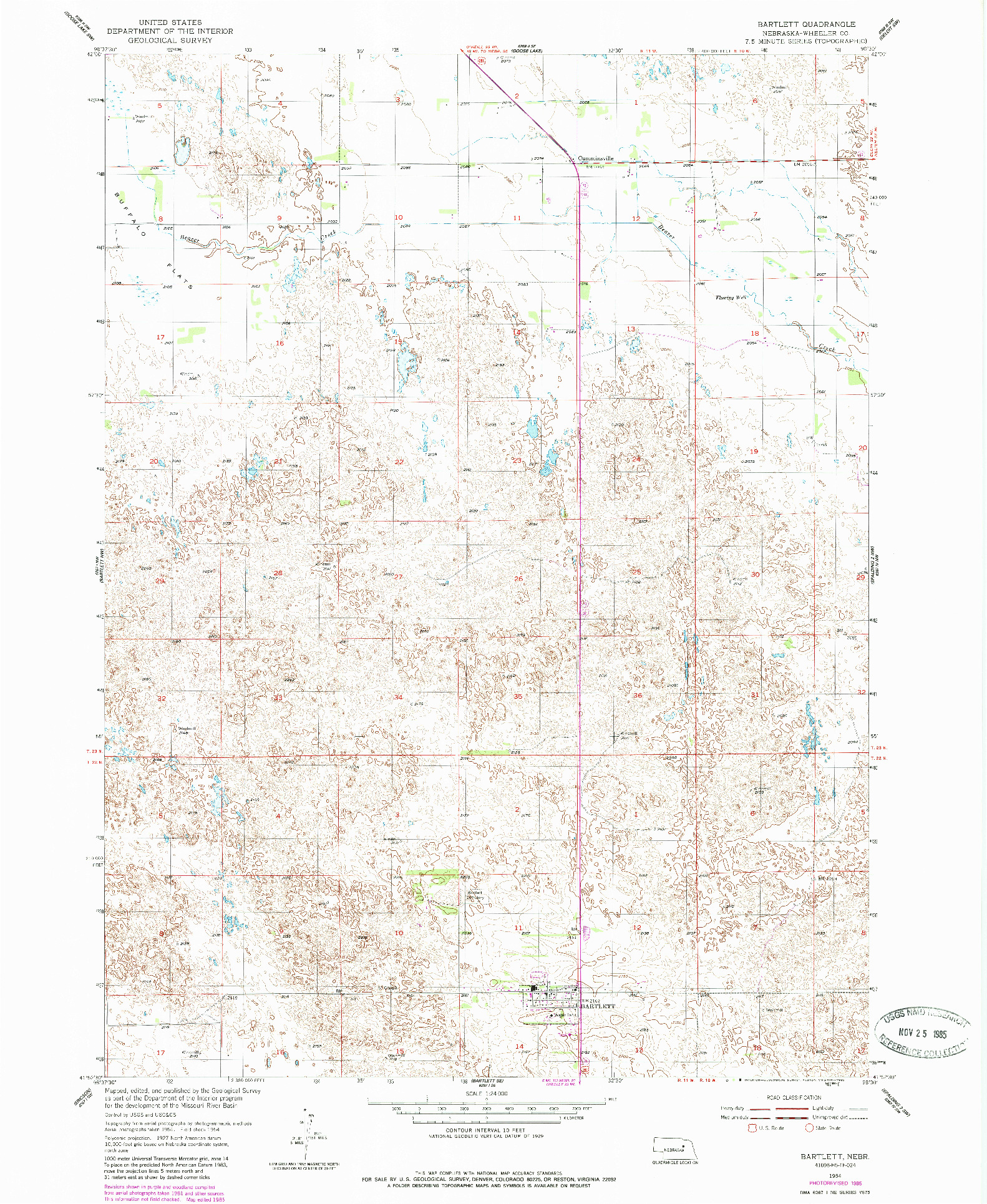 USGS 1:24000-SCALE QUADRANGLE FOR BARTLETT, NE 1954