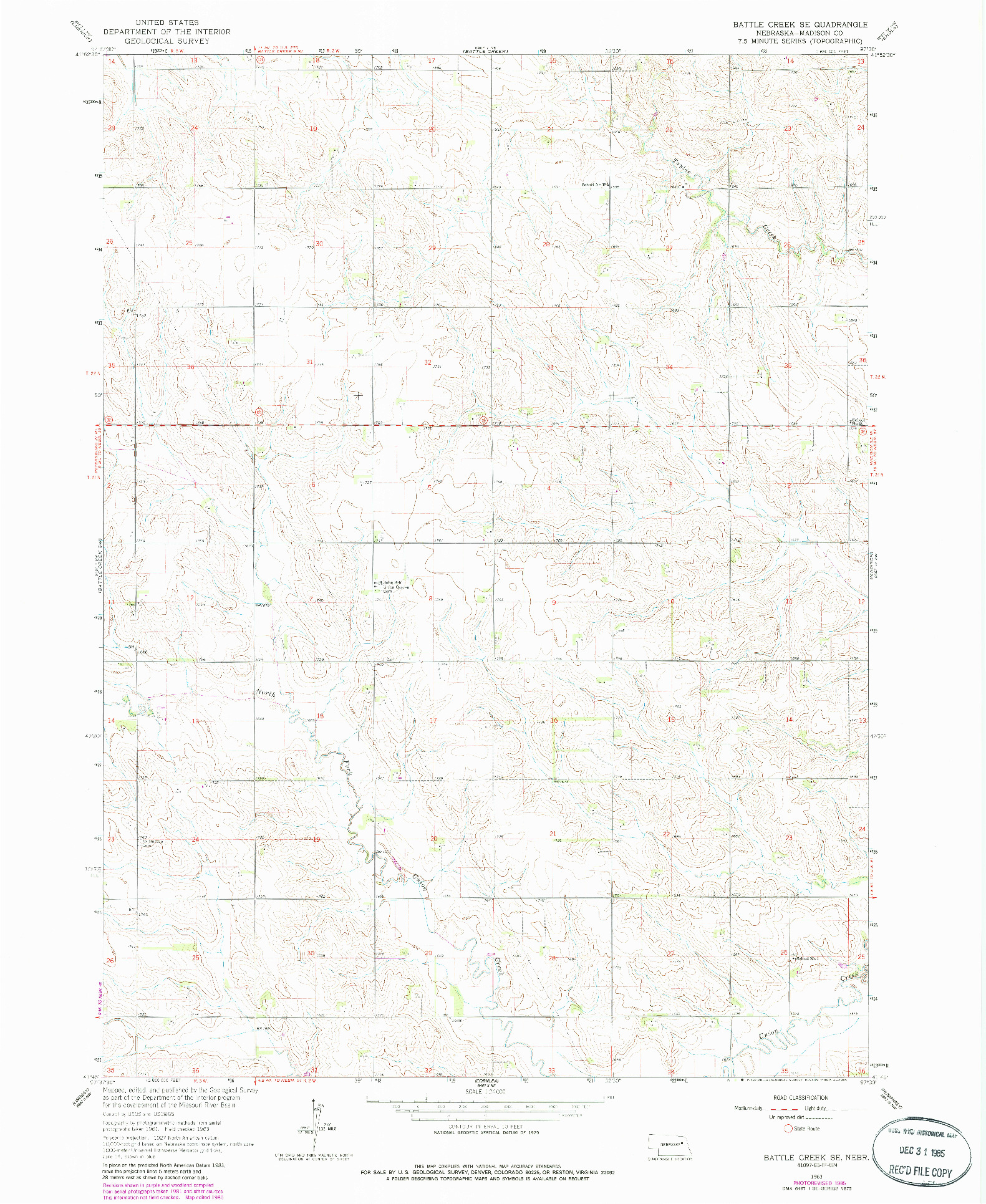 USGS 1:24000-SCALE QUADRANGLE FOR BATTLE CREEK SE, NE 1963