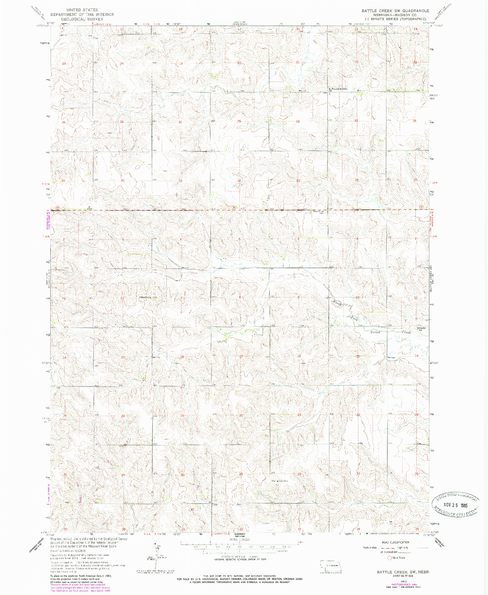 USGS 1:24000-SCALE QUADRANGLE FOR BATTLE CREEK SW, NE 1963