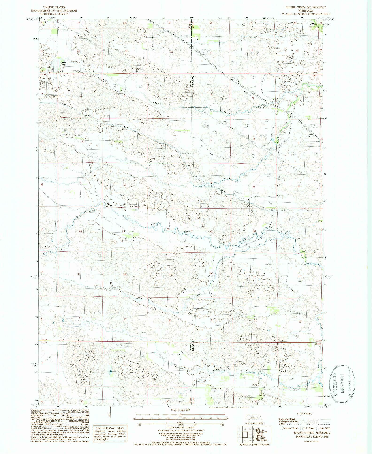 USGS 1:24000-SCALE QUADRANGLE FOR BRUSH CREEK, NE 1985