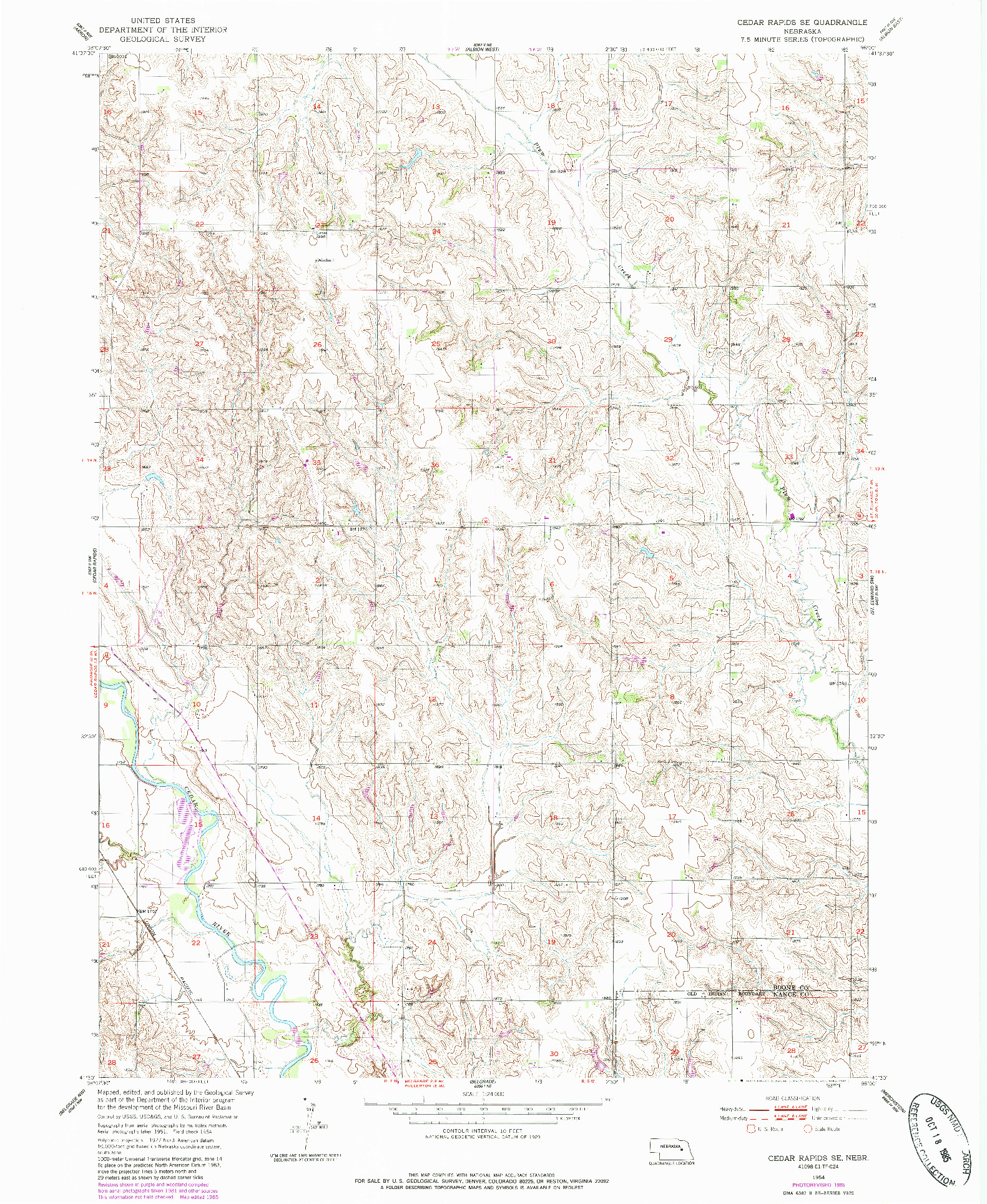 USGS 1:24000-SCALE QUADRANGLE FOR CEDAR RAPIDS SE, NE 1954