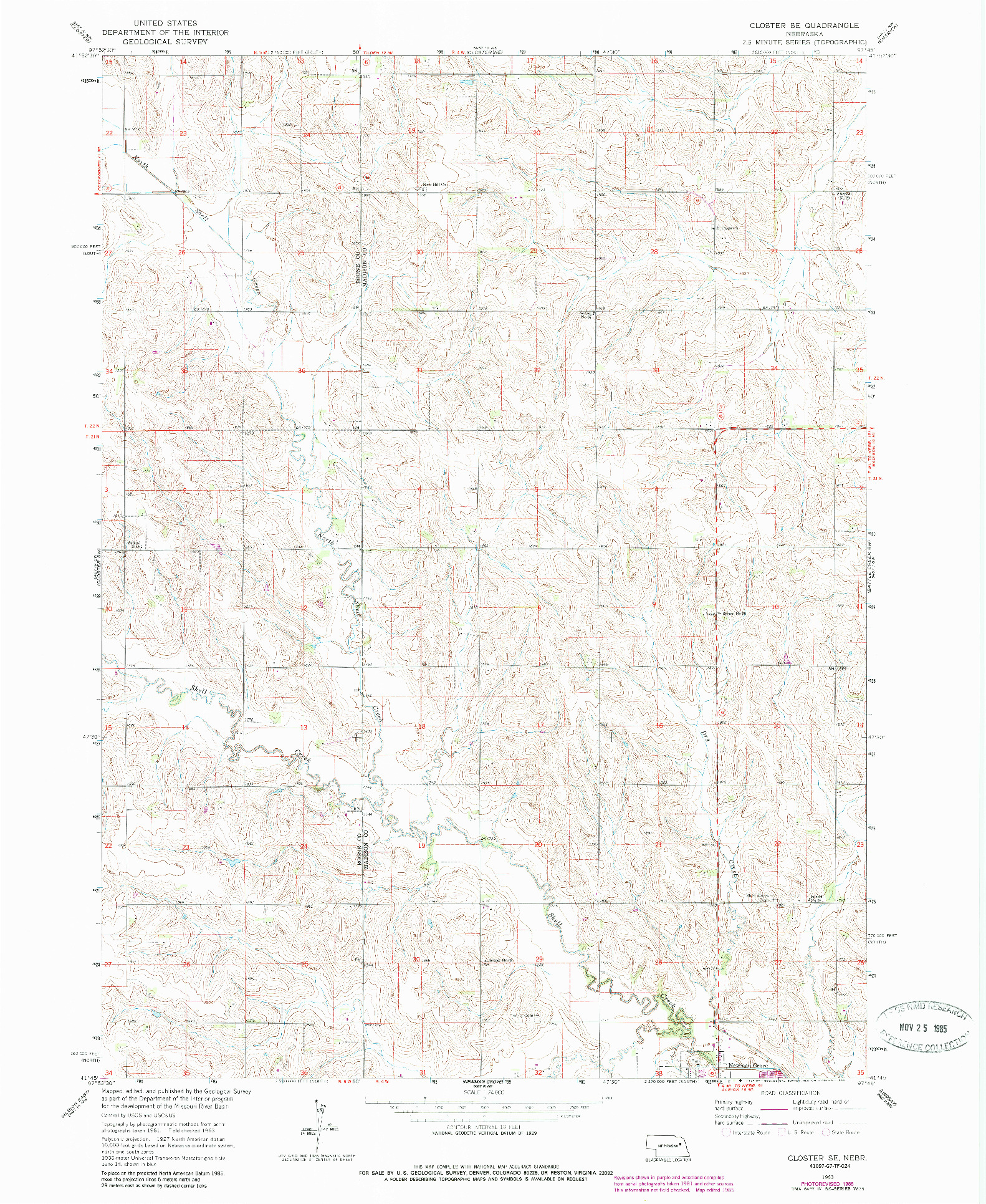 USGS 1:24000-SCALE QUADRANGLE FOR CLOSTER SE, NE 1963