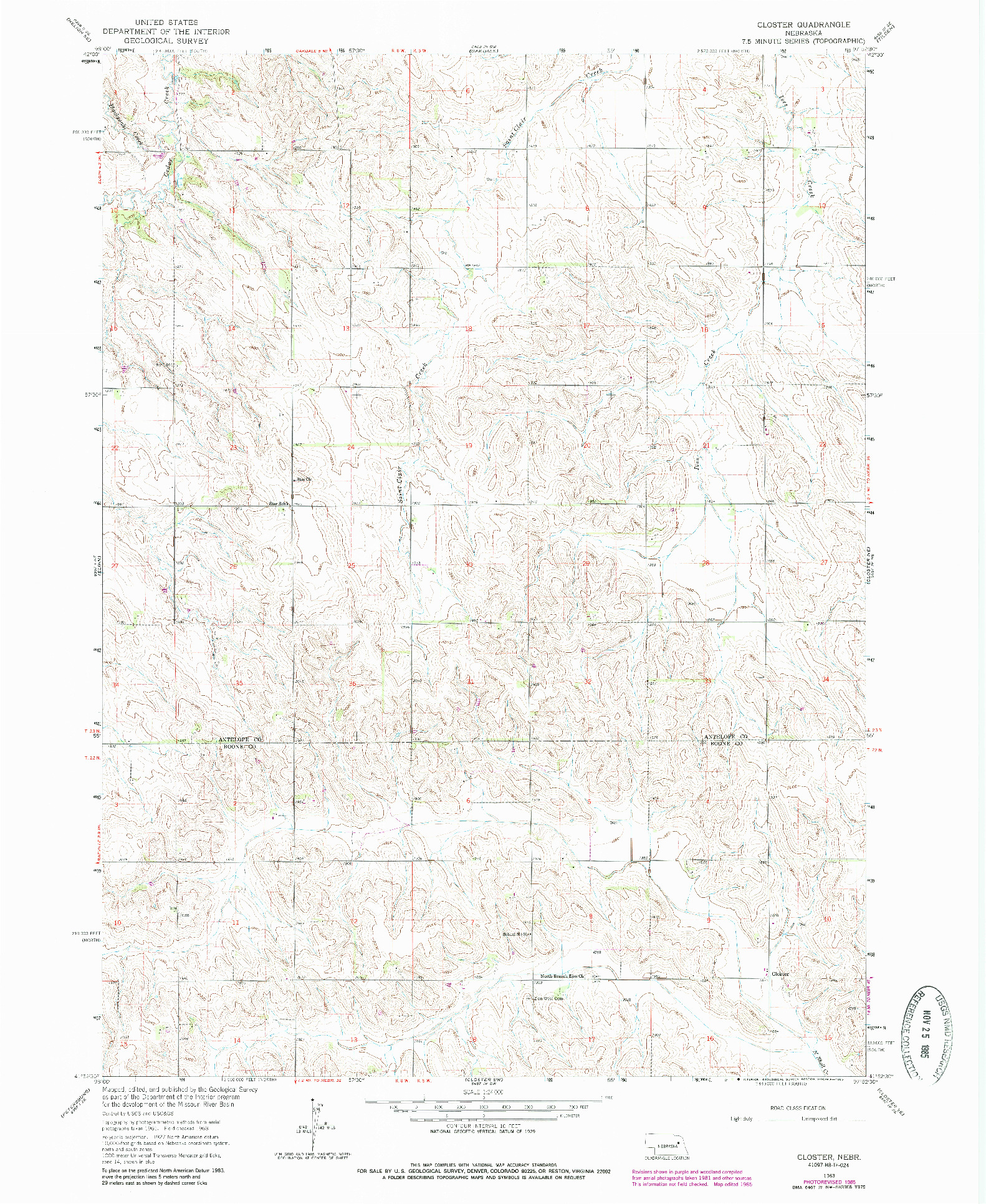 USGS 1:24000-SCALE QUADRANGLE FOR CLOSTER, NE 1963