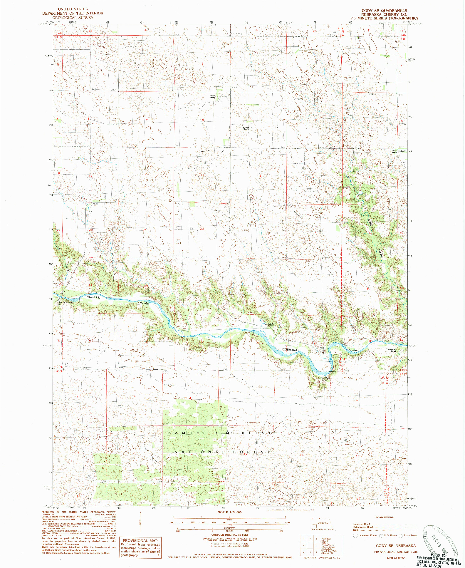 USGS 1:24000-SCALE QUADRANGLE FOR CODY SE, NE 1985