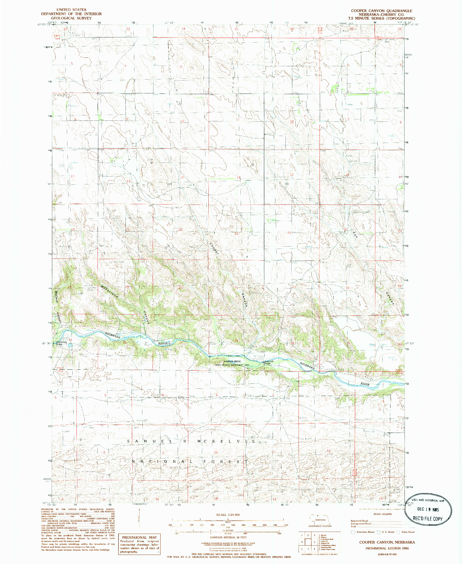 USGS 1:24000-SCALE QUADRANGLE FOR COOPER CANYON, NE 1985
