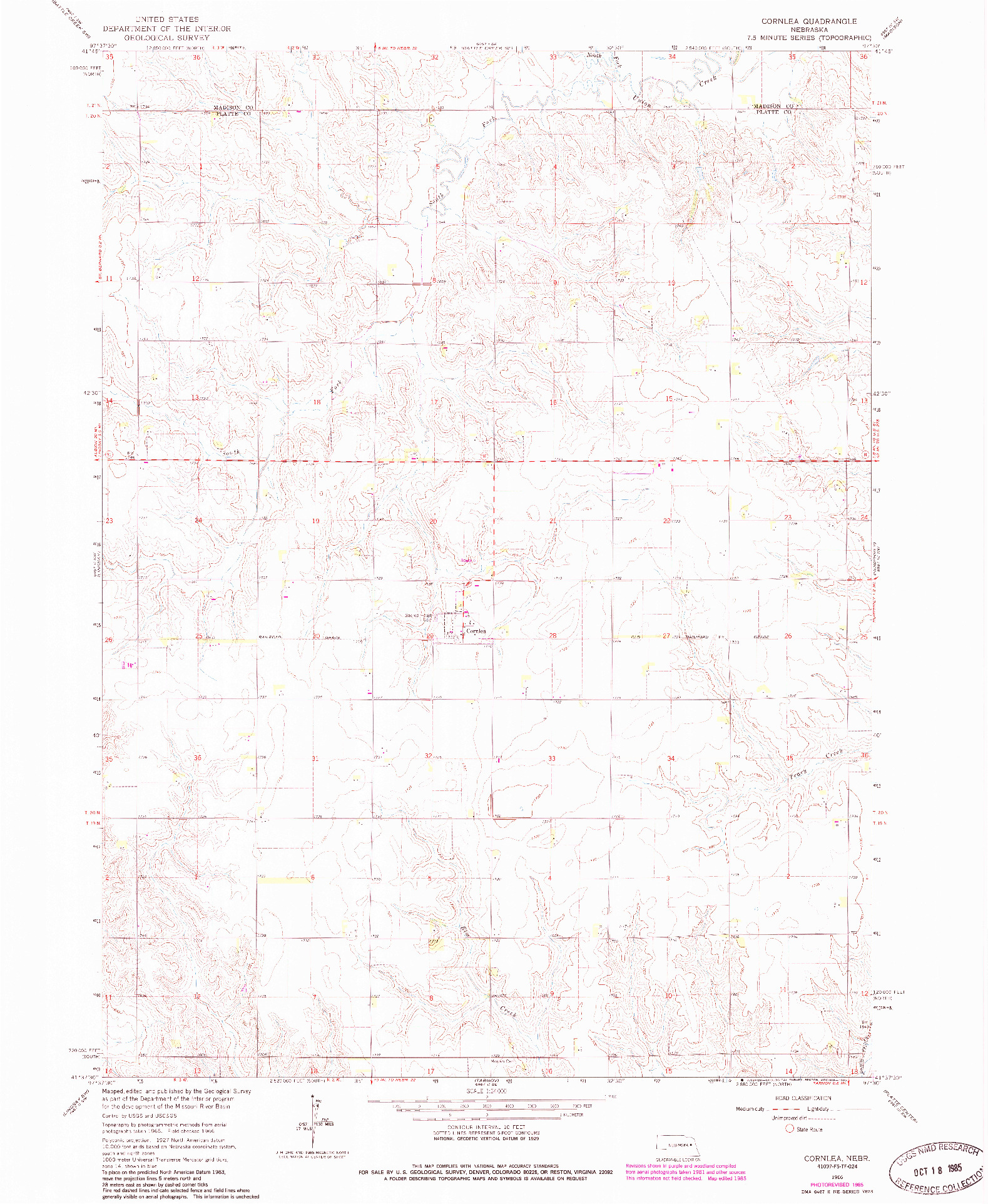 USGS 1:24000-SCALE QUADRANGLE FOR CORNLEA, NE 1966