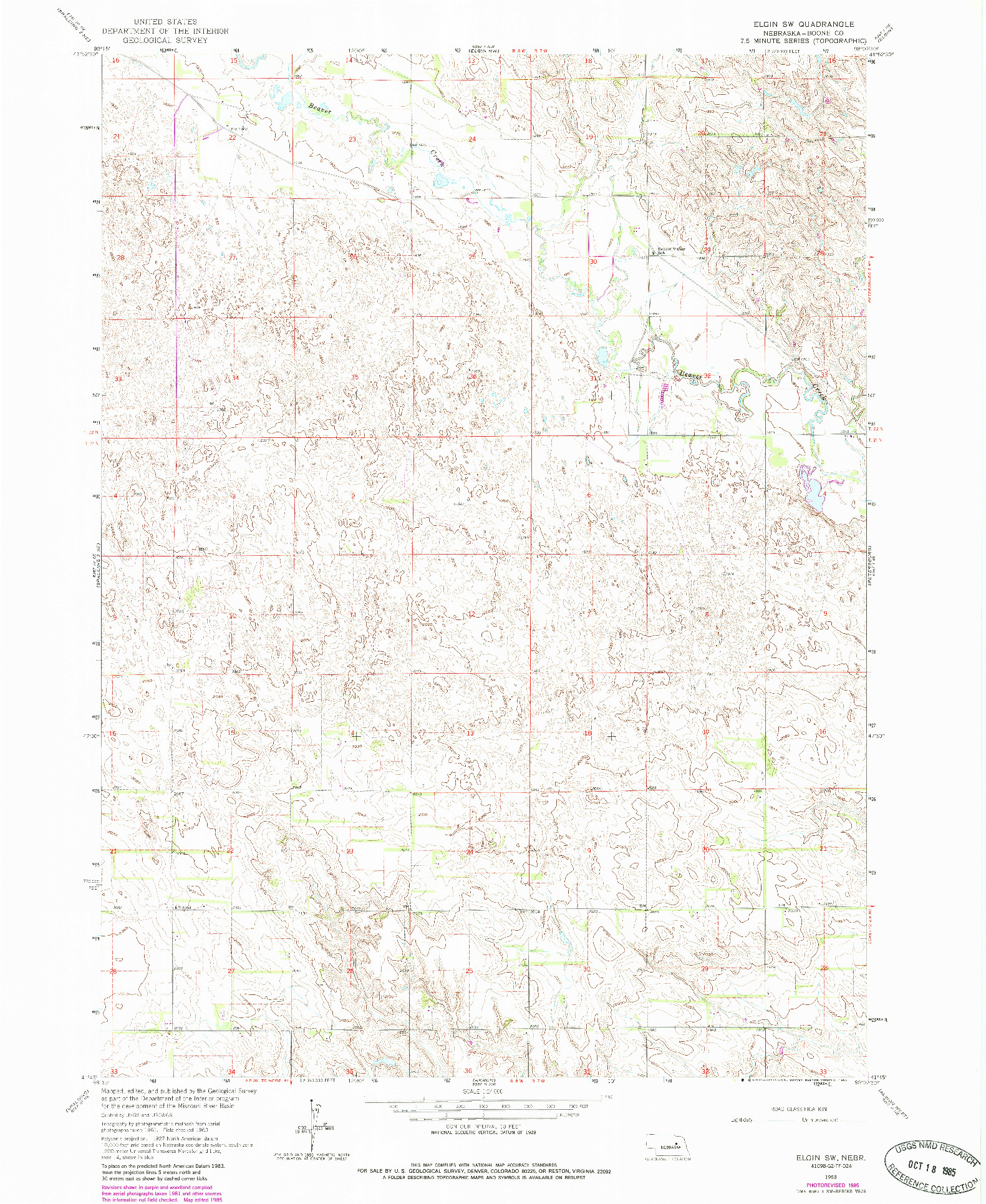 USGS 1:24000-SCALE QUADRANGLE FOR ELGIN SW, NE 1963