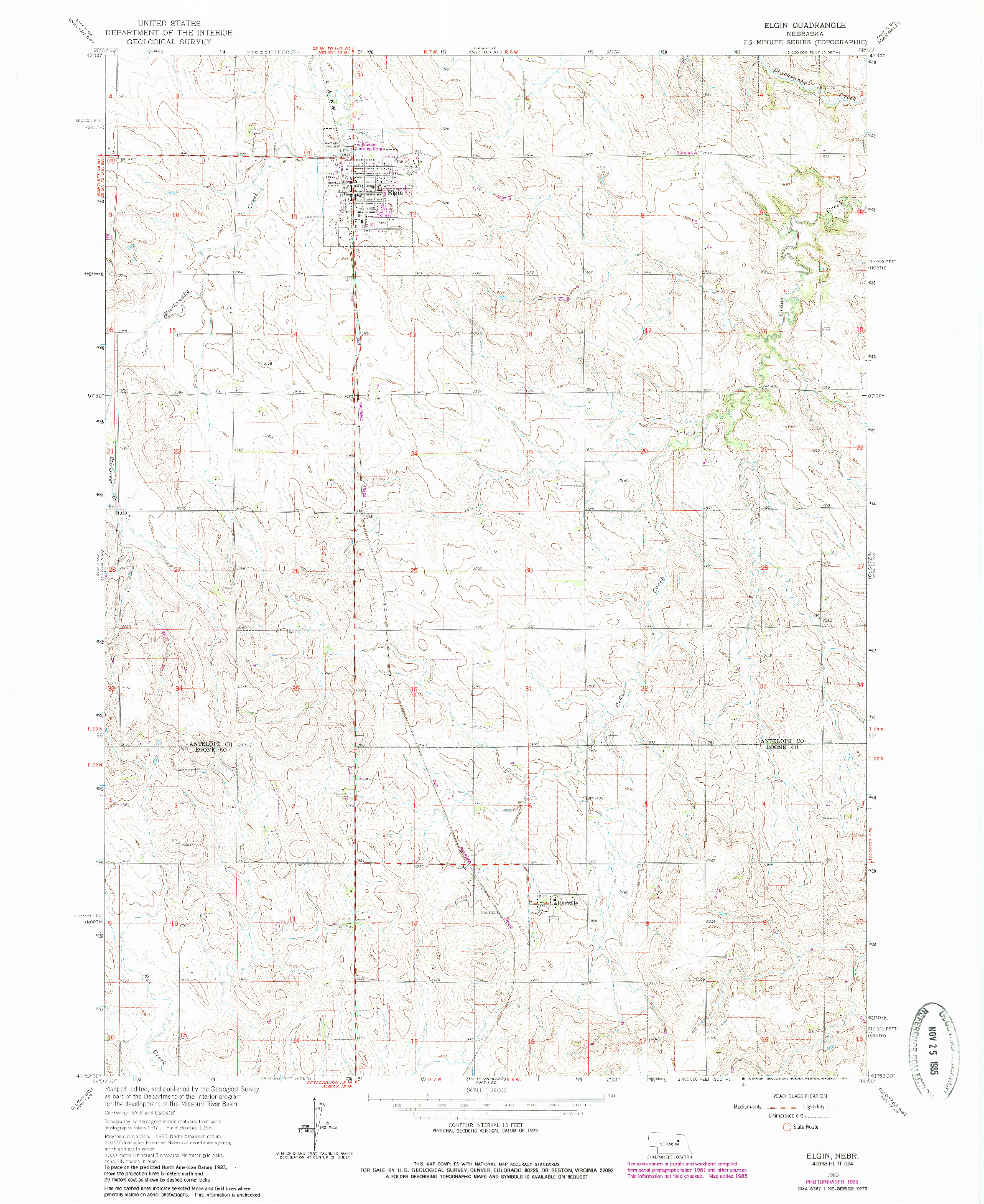 USGS 1:24000-SCALE QUADRANGLE FOR ELGIN, NE 1963