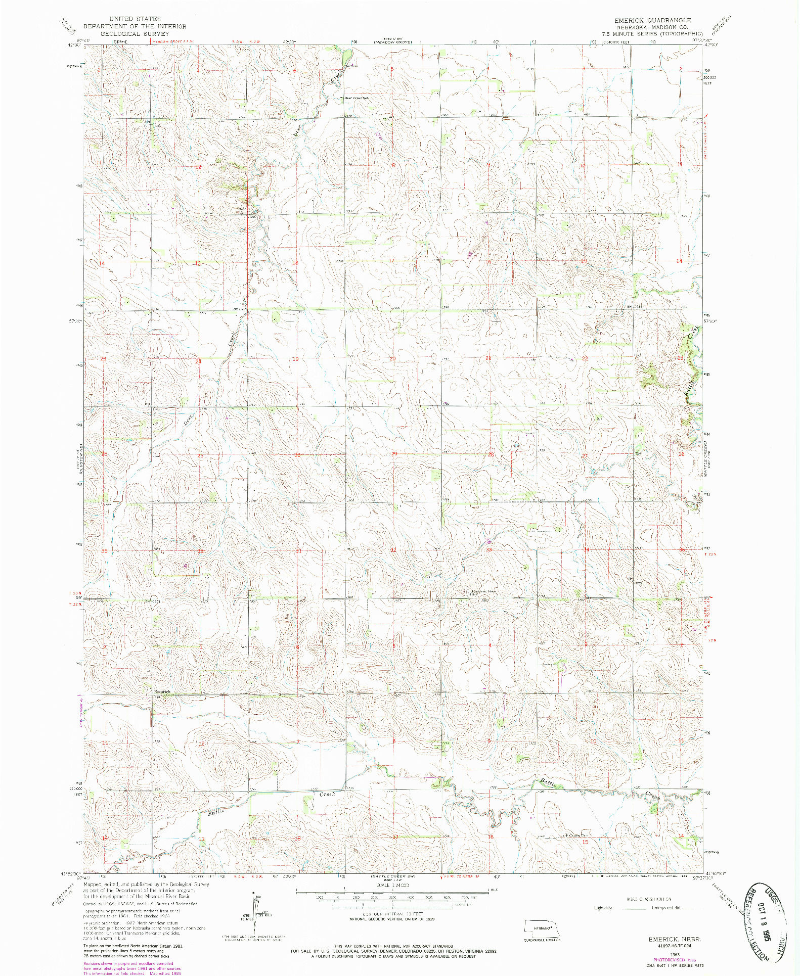 USGS 1:24000-SCALE QUADRANGLE FOR EMERICK, NE 1963