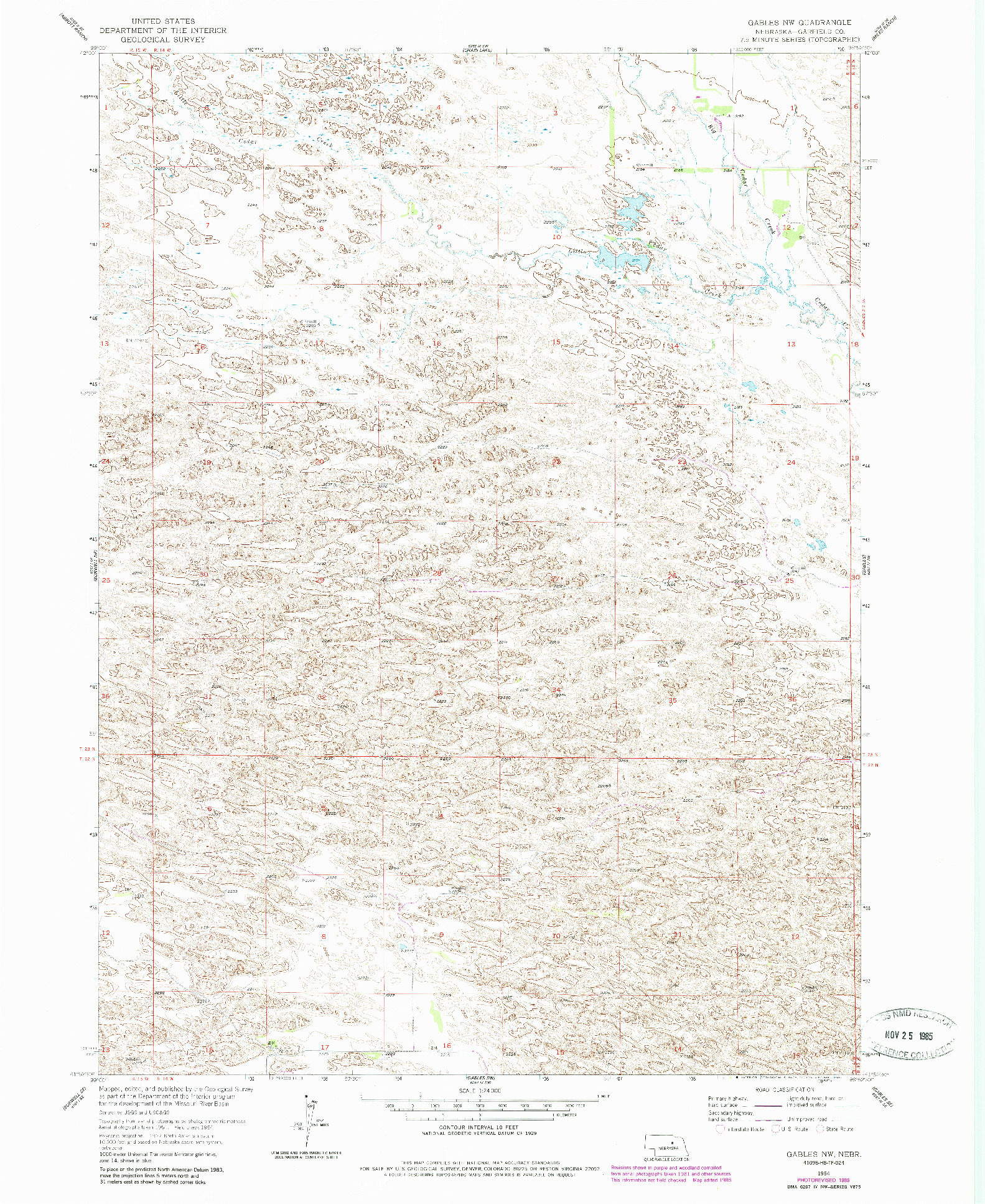 USGS 1:24000-SCALE QUADRANGLE FOR GABLES NW, NE 1954