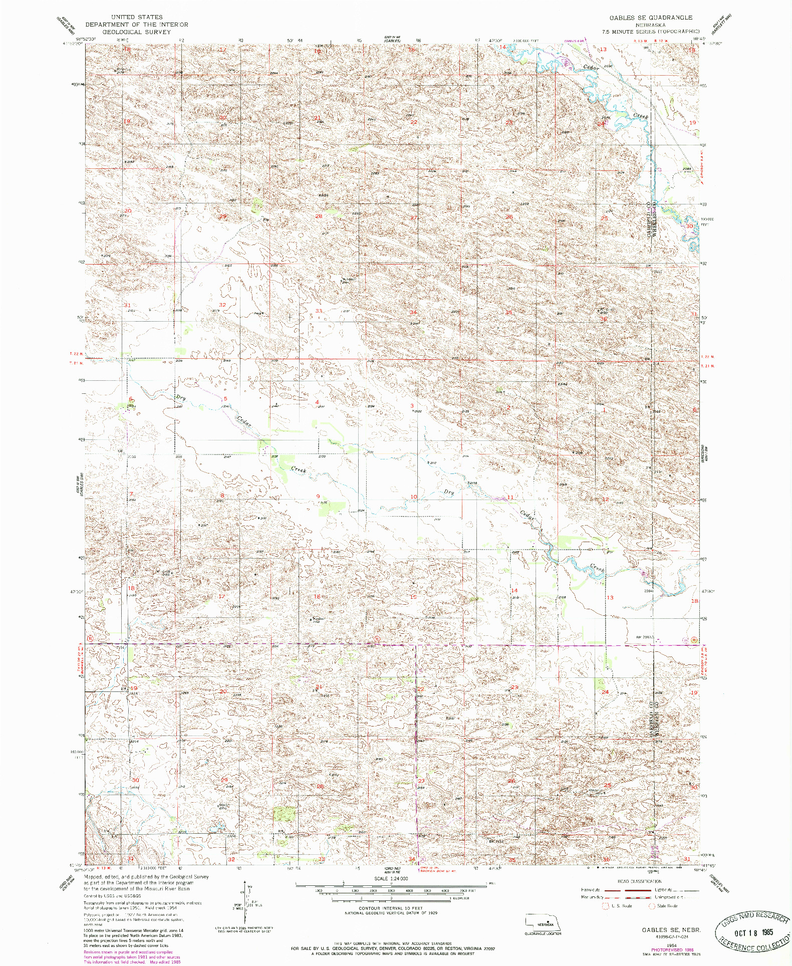 USGS 1:24000-SCALE QUADRANGLE FOR GABLES SE, NE 1954