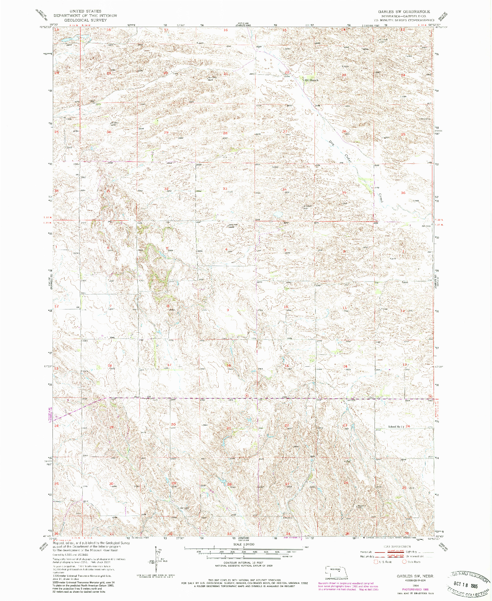 USGS 1:24000-SCALE QUADRANGLE FOR GABLES SW, NE 1954