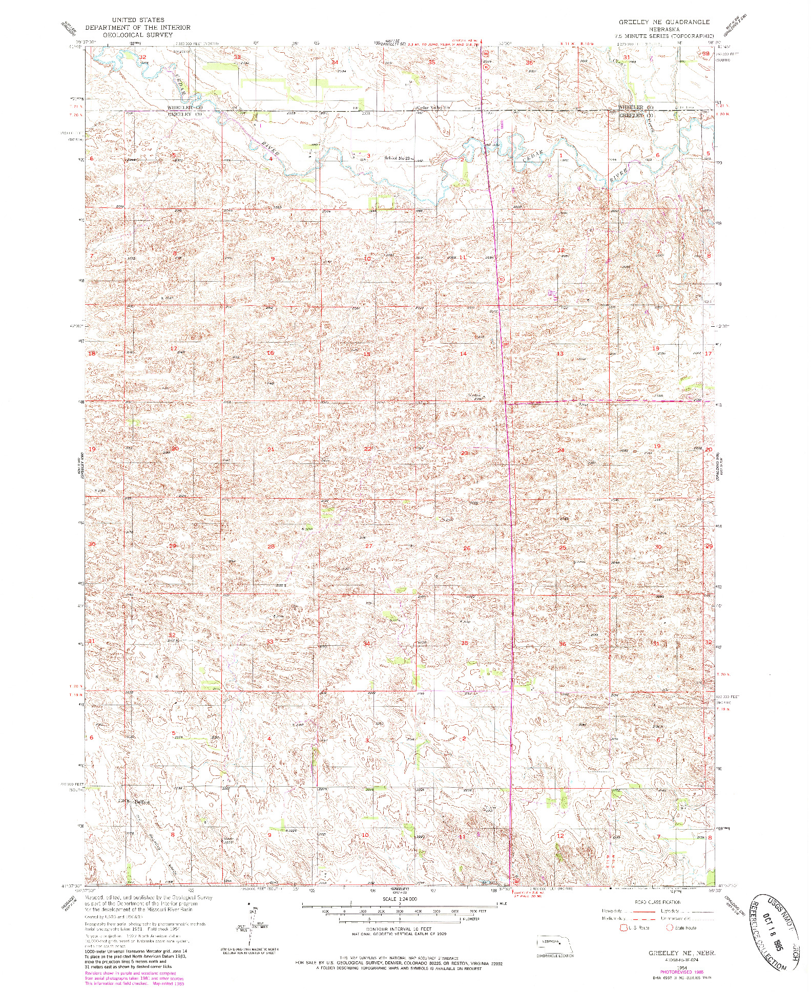 USGS 1:24000-SCALE QUADRANGLE FOR GREELEY NE, NE 1954