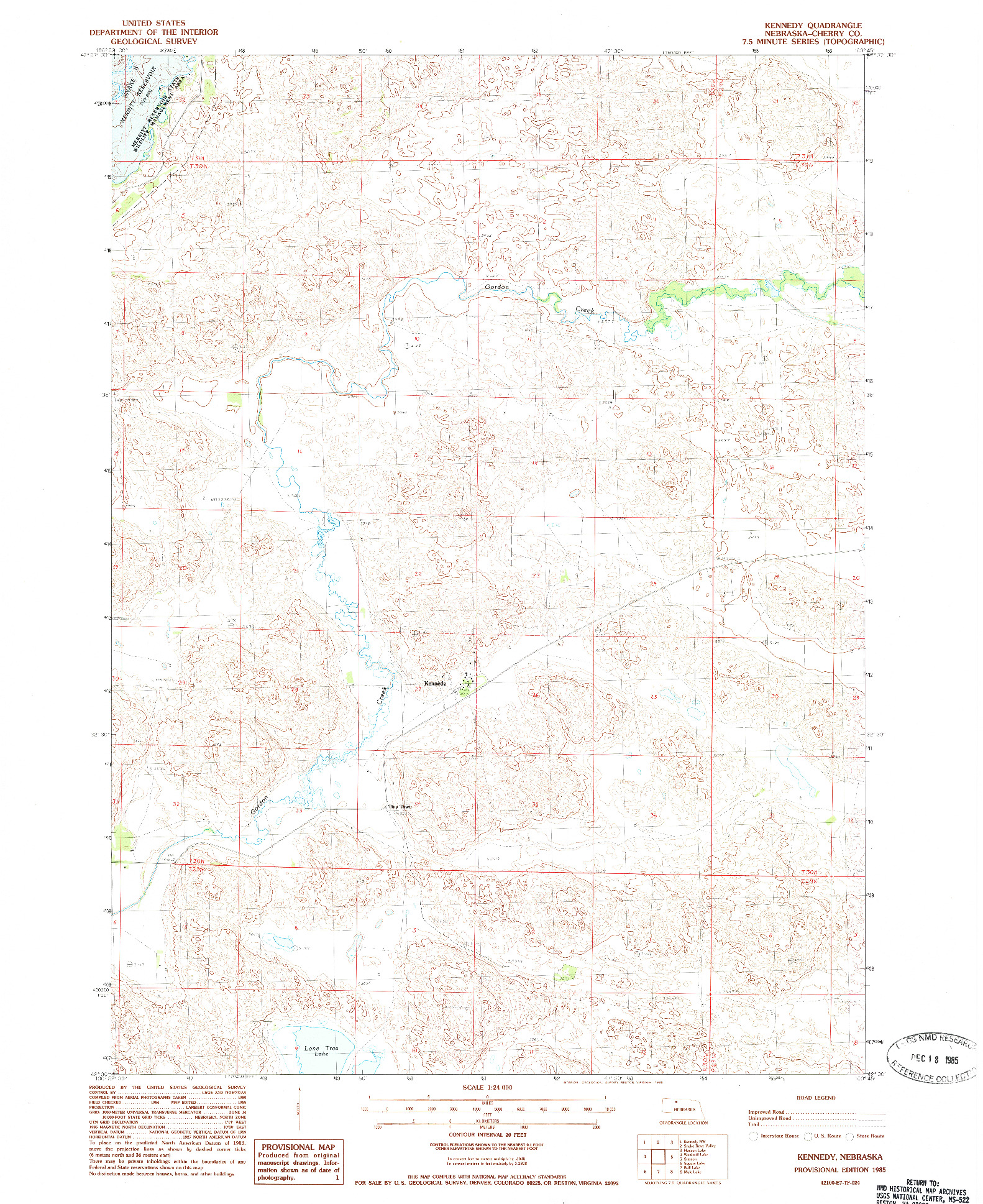 USGS 1:24000-SCALE QUADRANGLE FOR KENNEDY, NE 1985