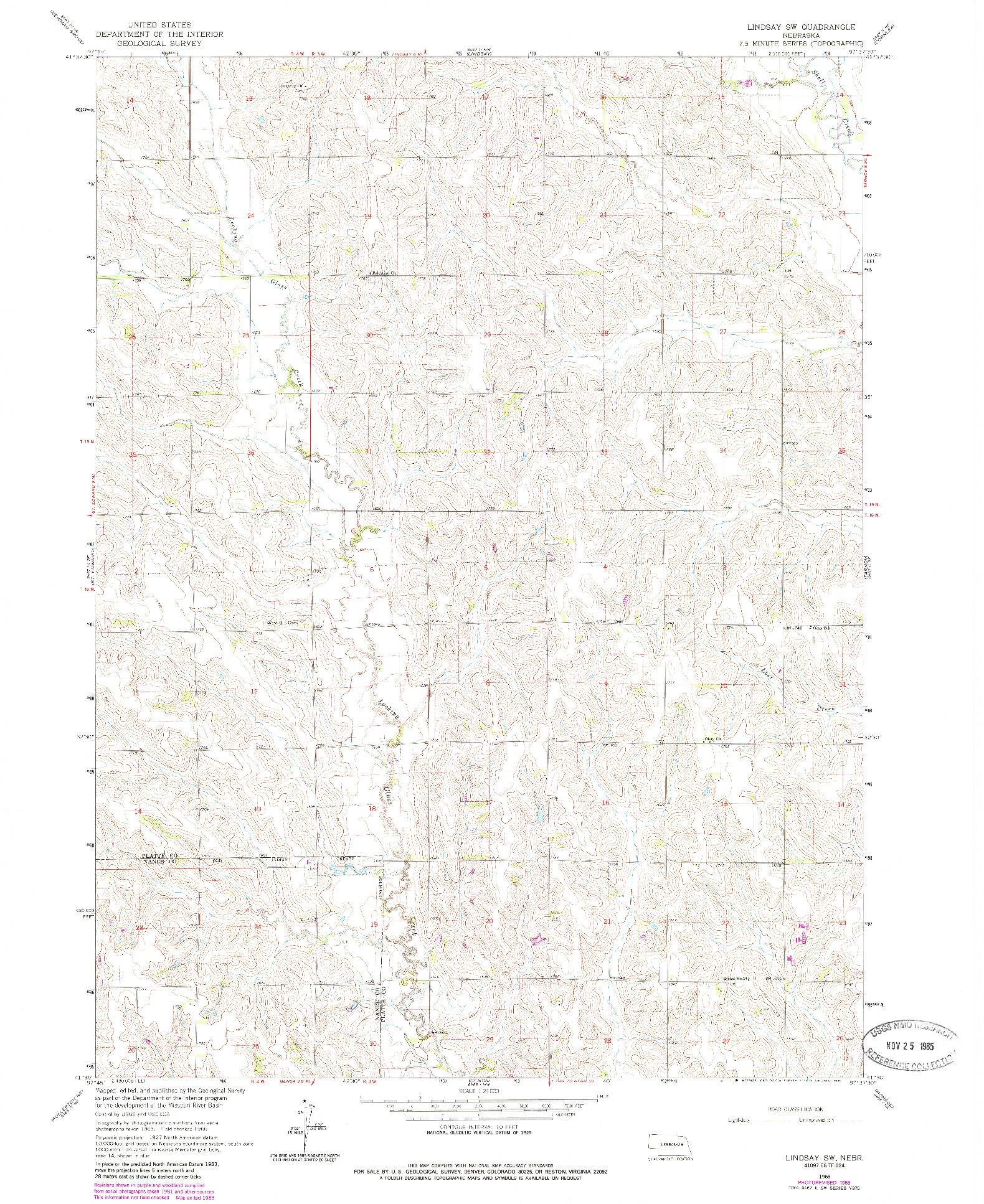 USGS 1:24000-SCALE QUADRANGLE FOR LINDSAY SW, NE 1966