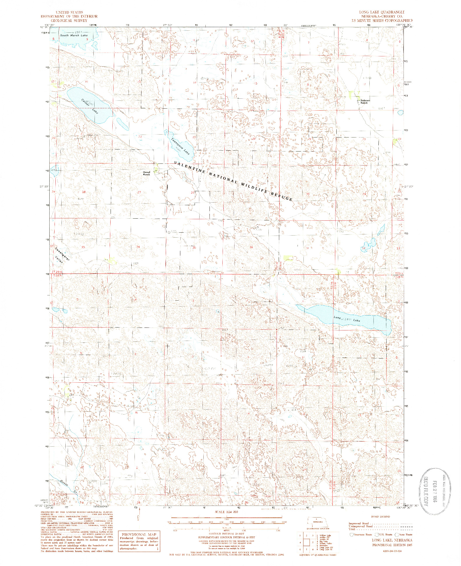 USGS 1:24000-SCALE QUADRANGLE FOR LONG LAKE, NE 1985