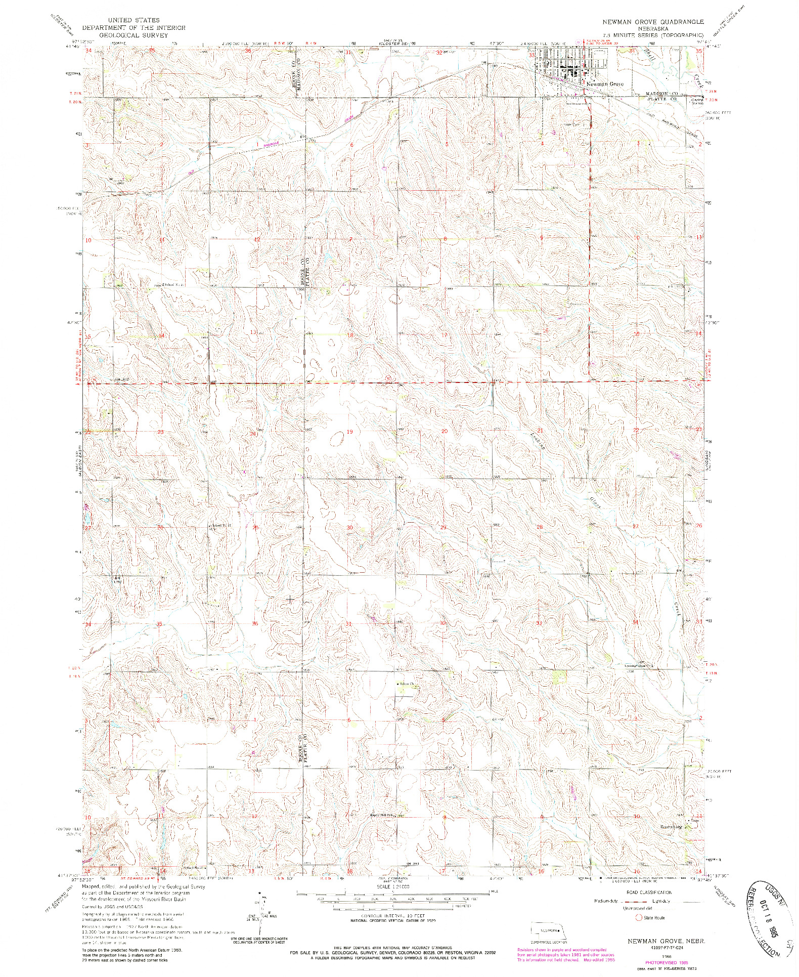 USGS 1:24000-SCALE QUADRANGLE FOR NEWMAN GROVE, NE 1966