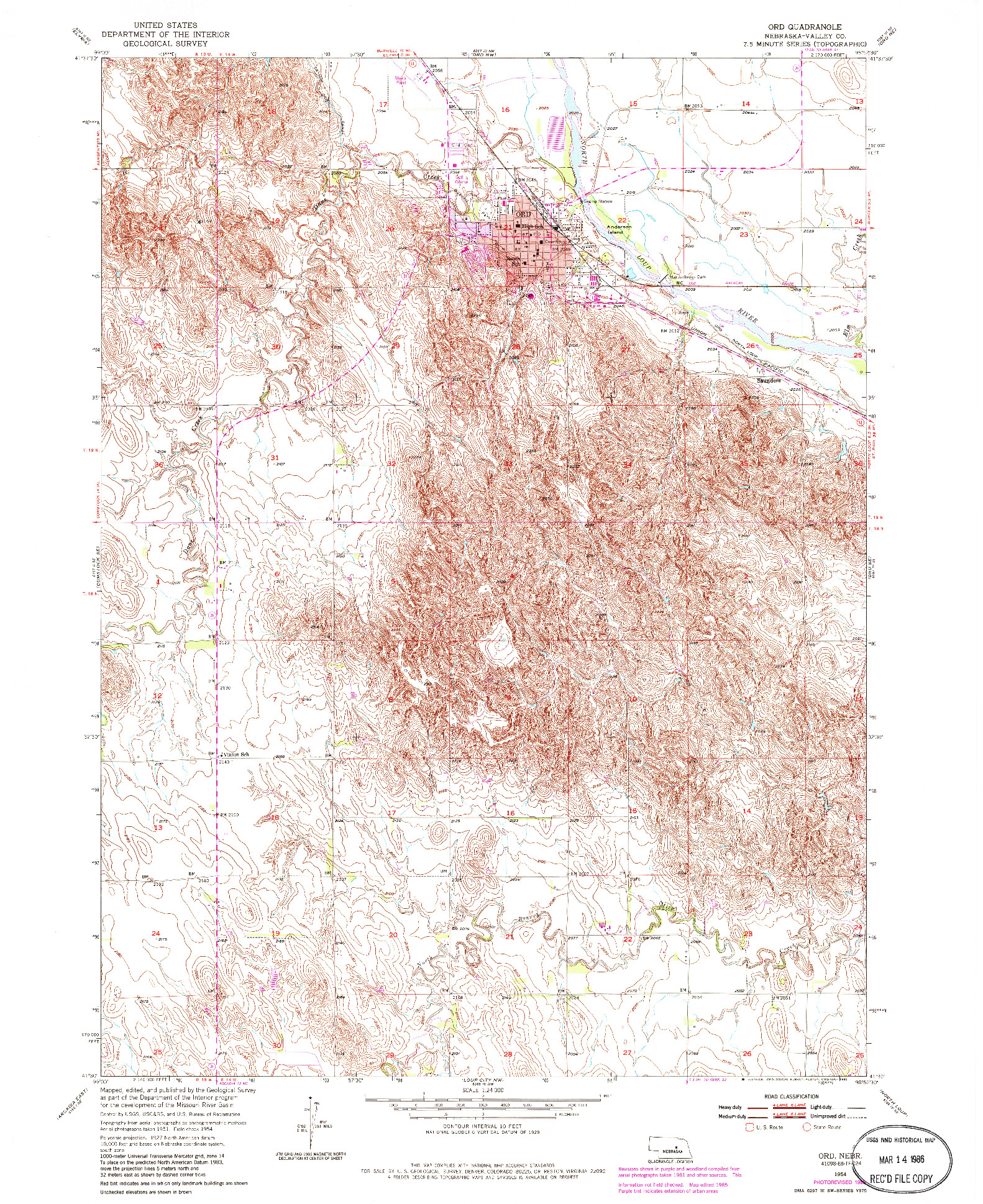 USGS 1:24000-SCALE QUADRANGLE FOR ORD, NE 1954