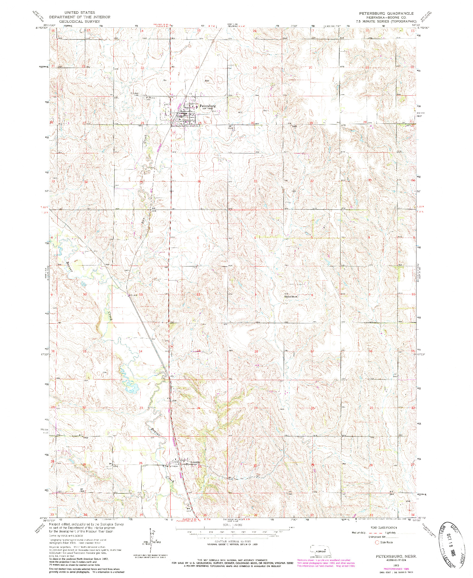 USGS 1:24000-SCALE QUADRANGLE FOR PETERSBURG, NE 1963