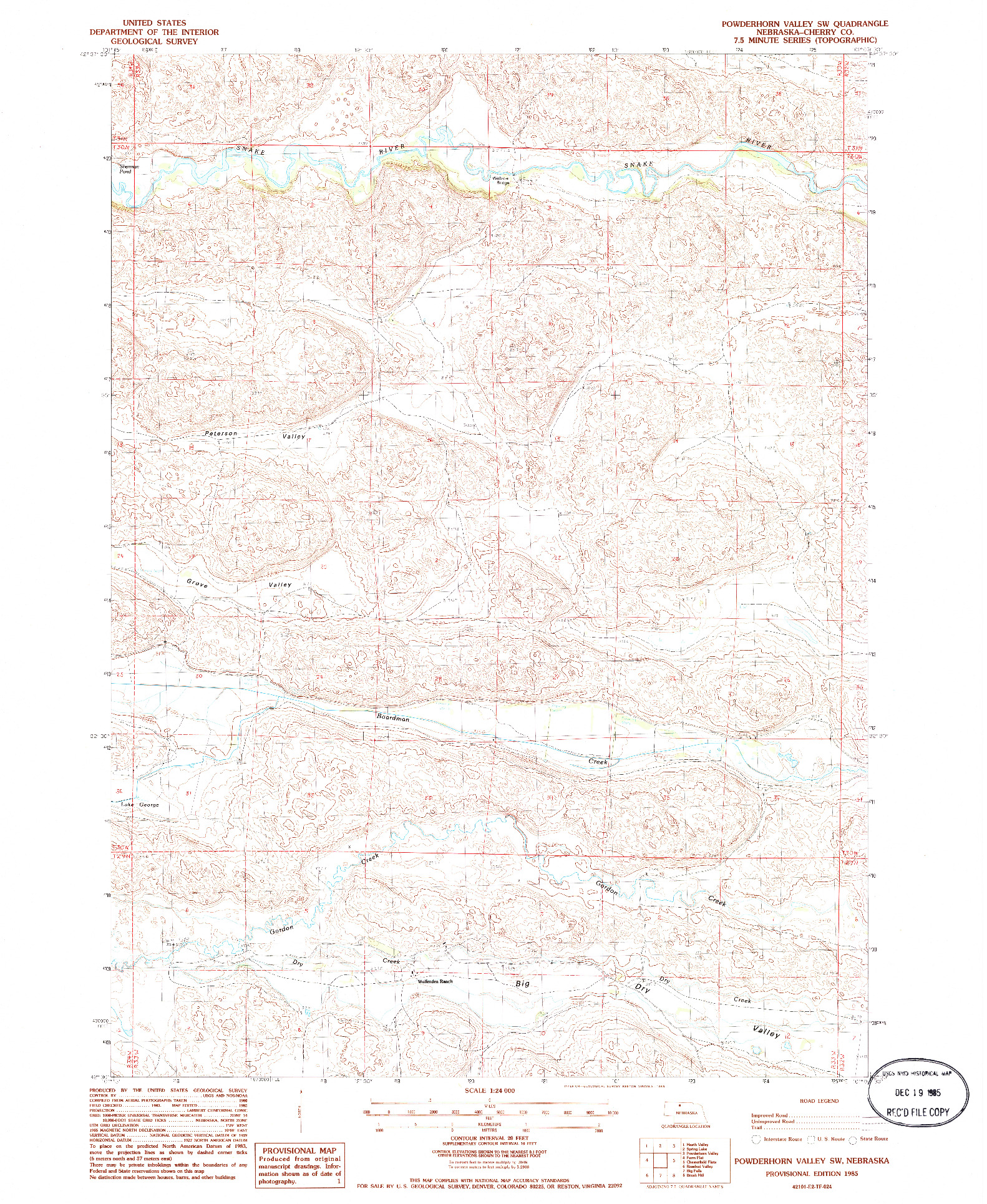 USGS 1:24000-SCALE QUADRANGLE FOR POWDERHORN VALLEY SW, NE 1985